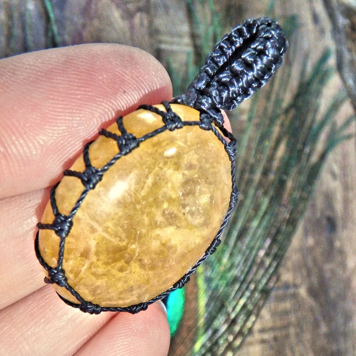  Golden Azeztulite Macrame Wrapped Pendant Default Title - Earth Family Crystals