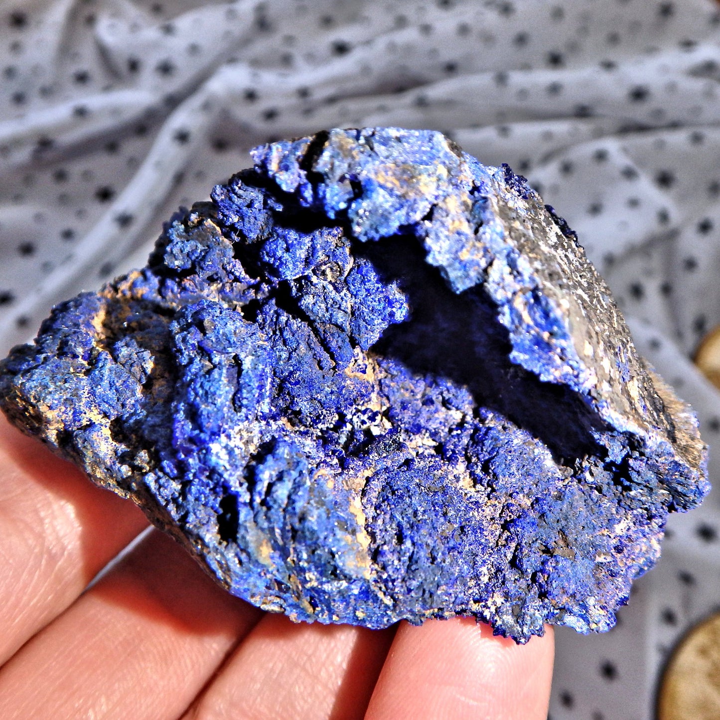 Natural Cobalt Blue Deep Cave Azurite Geode From Morenci Mine  Arizona - Earth Family Crystals