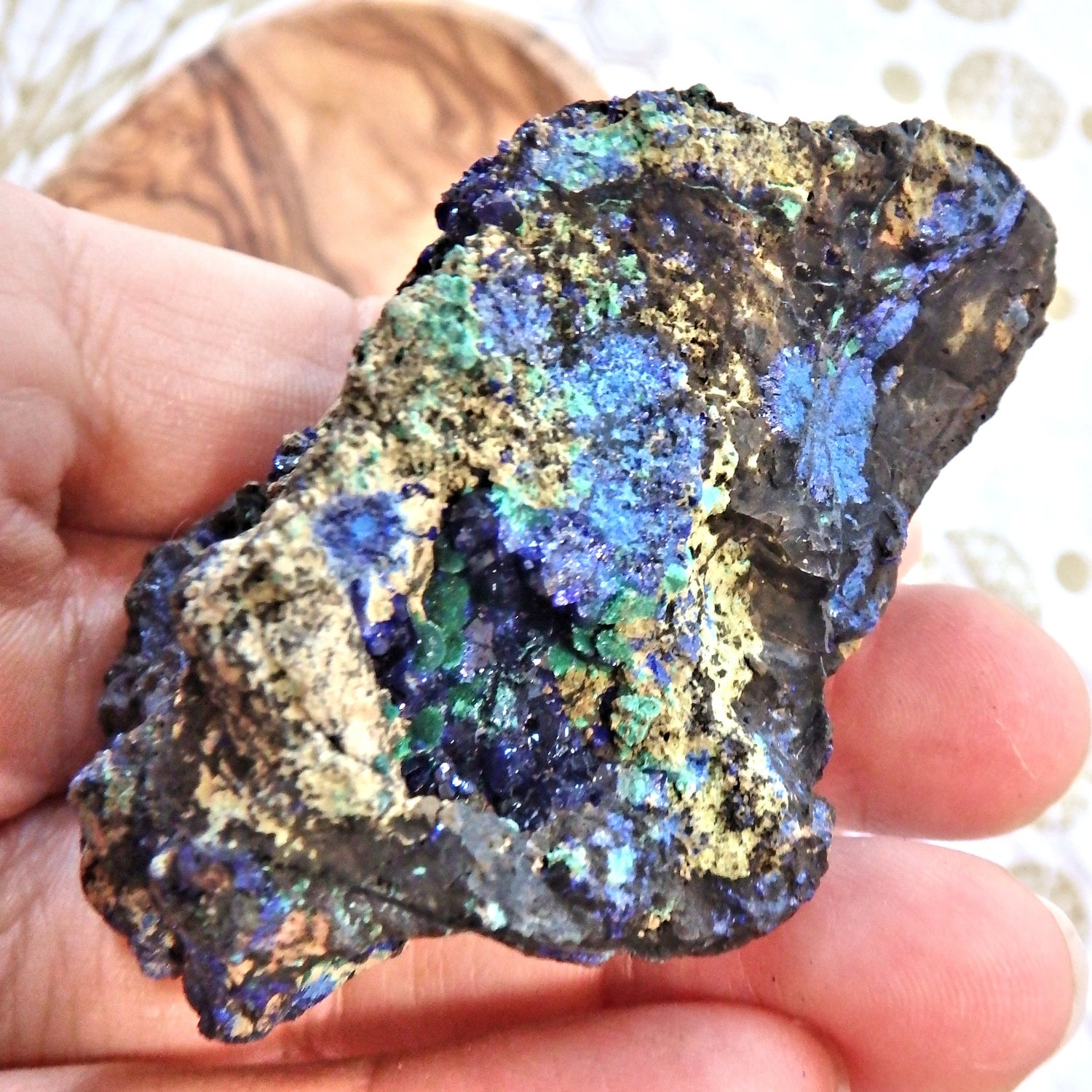 Moonlit Walk Pockets of Azurite Crystals & Mossy Malachite Specimen From Arizona - Earth Family Crystals