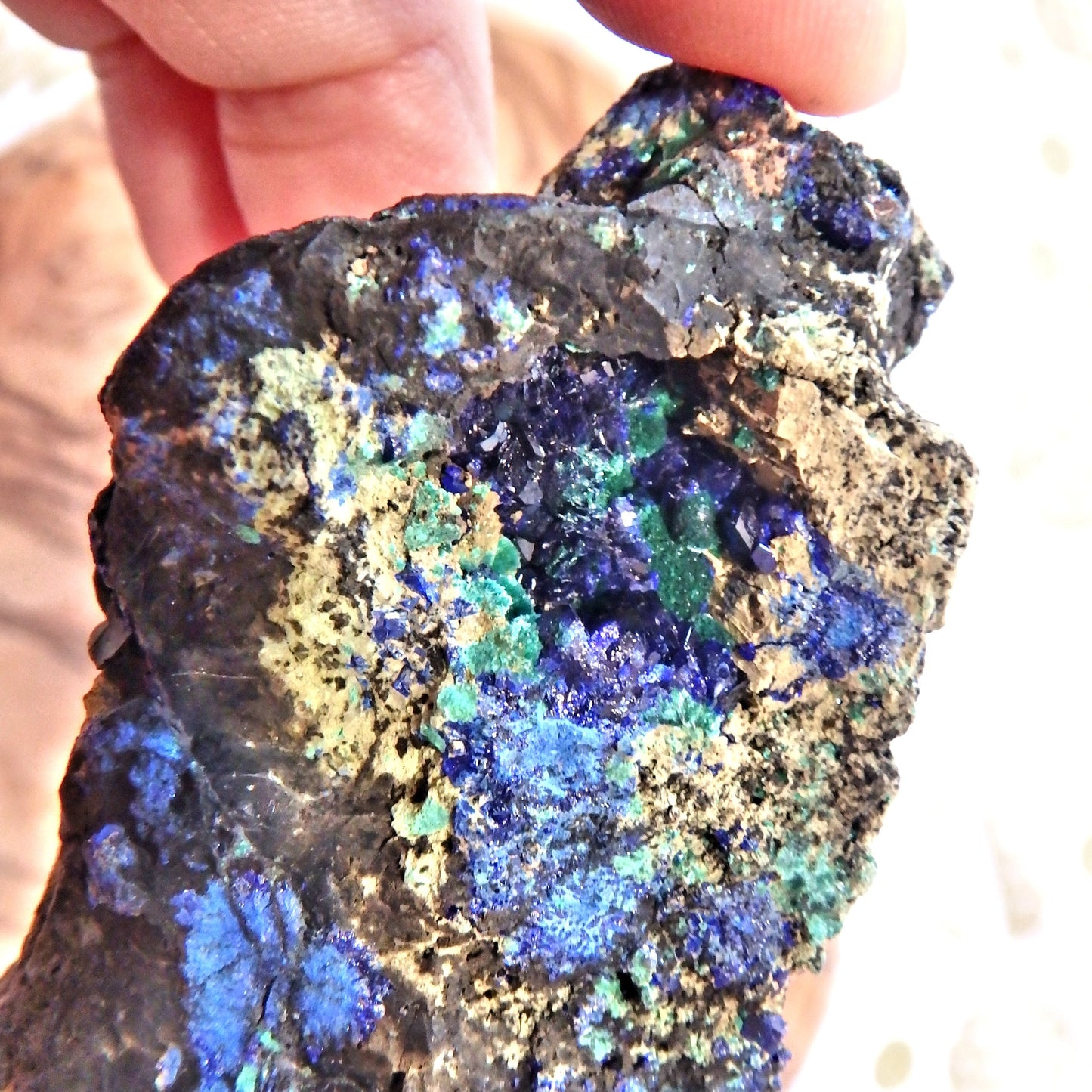 Moonlit Walk Pockets of Azurite Crystals & Mossy Malachite Specimen From Arizona - Earth Family Crystals