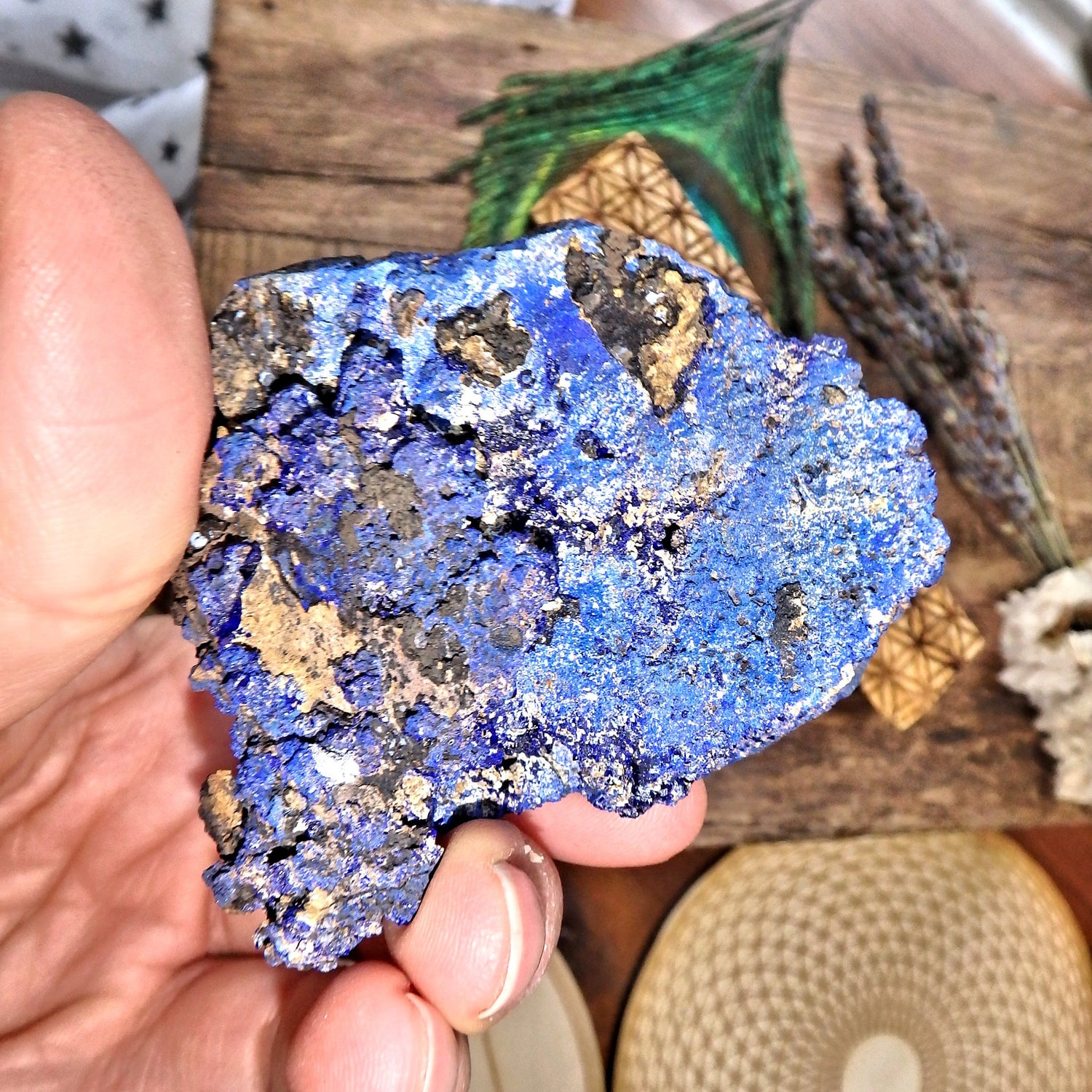 Natural Cobalt Blue Deep Cave Azurite Geode From Morenci Mine  Arizona - Earth Family Crystals