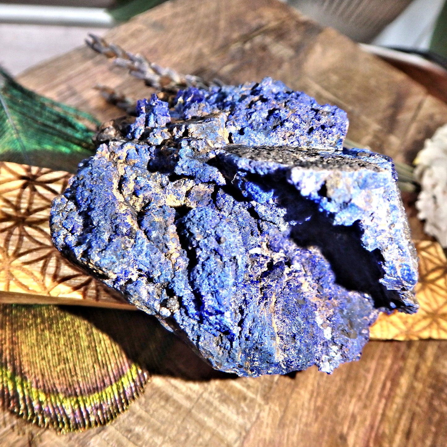 Natural Cobalt Blue Deep Cave Azurite Geode From Morenci Mine  Arizona - Earth Family Crystals