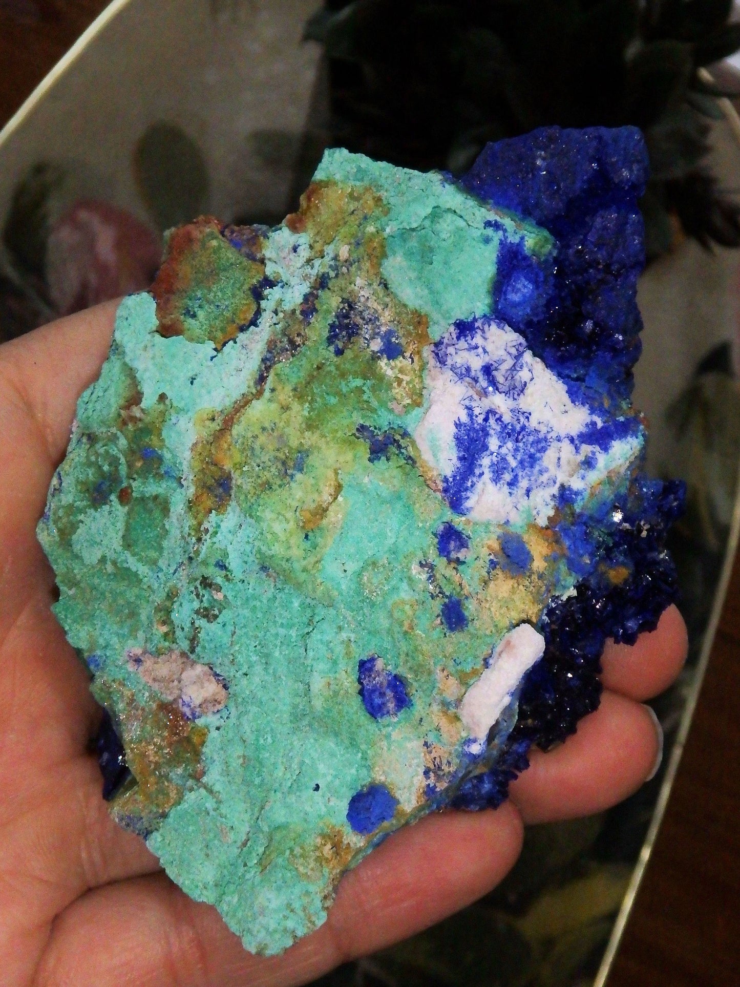  Azure Blue Sparkle Azurite With Malachite Inclusions From Morocco