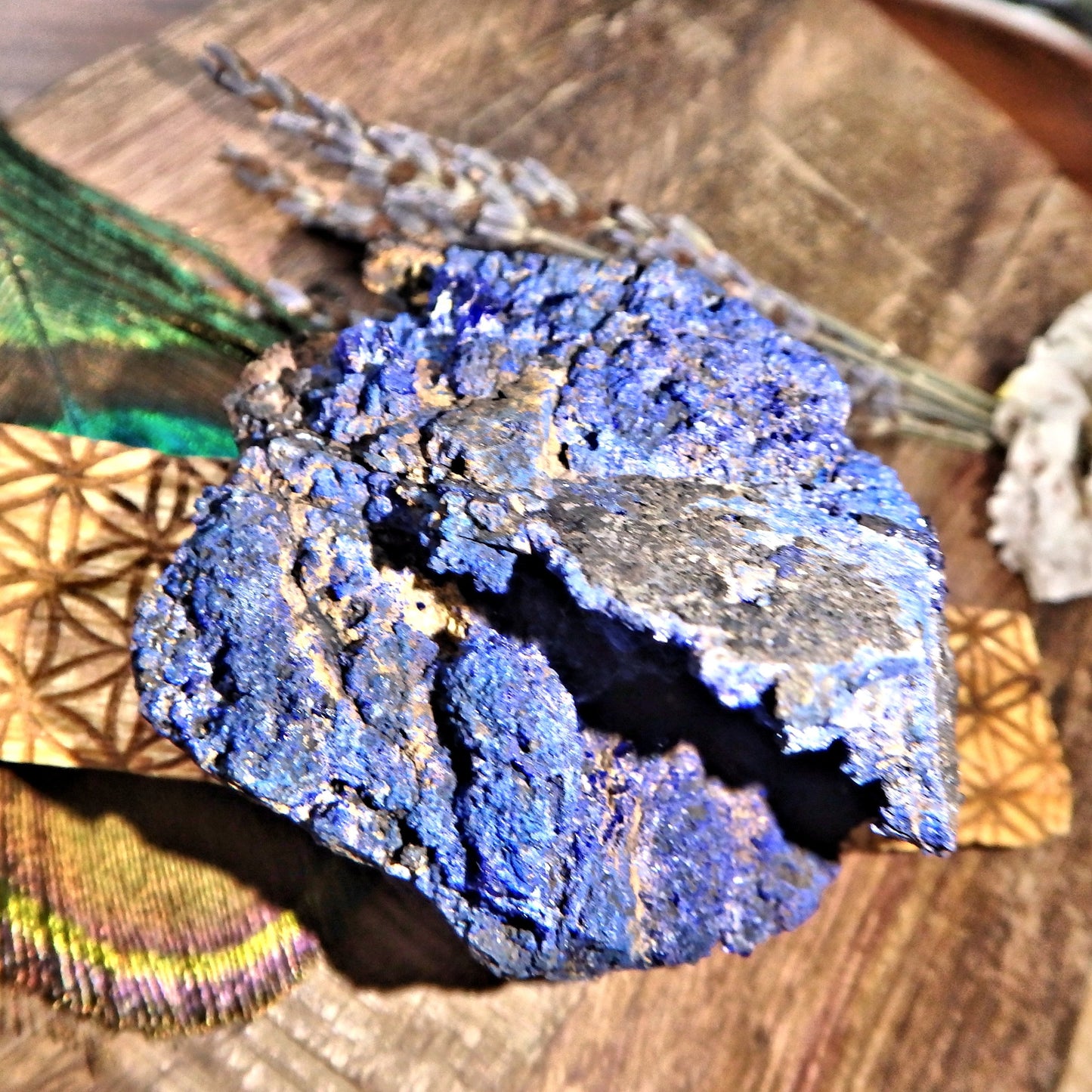 Natural Cobalt Blue Deep Cave Azurite Geode From Morenci Mine  Arizona - Earth Family Crystals