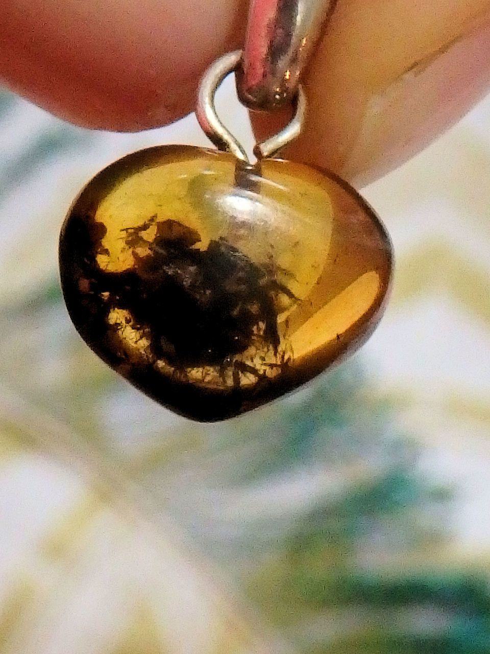 Cute Dainty Baltic Amber Puffy Heart Pendant in Sterling Silver 2