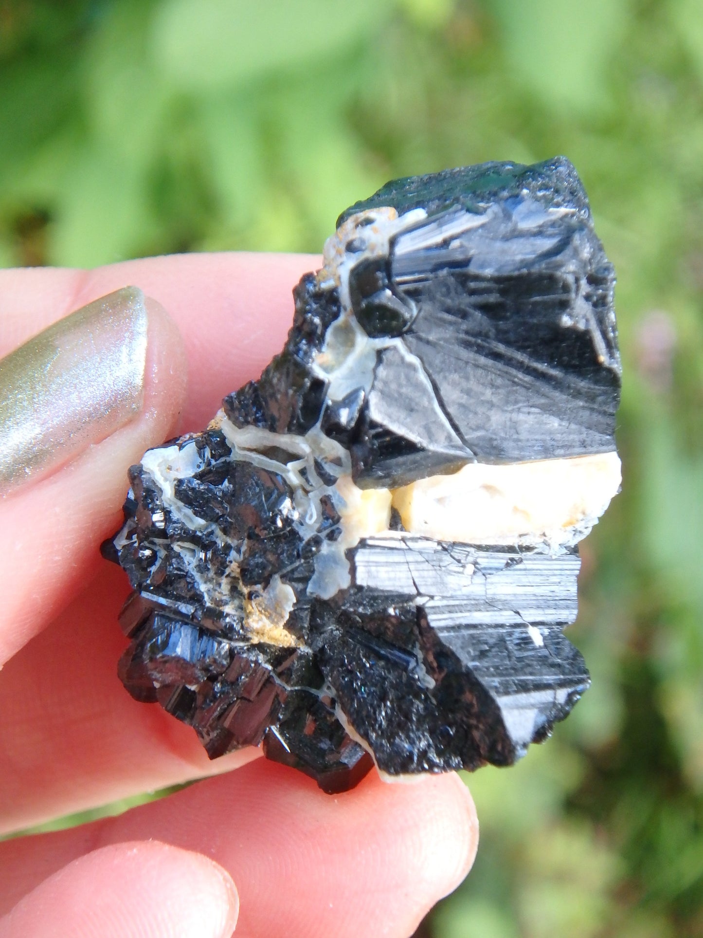 Grounding Black Tourmaline Nestled in Creamy Matrix From Brazil 2 - Earth Family Crystals