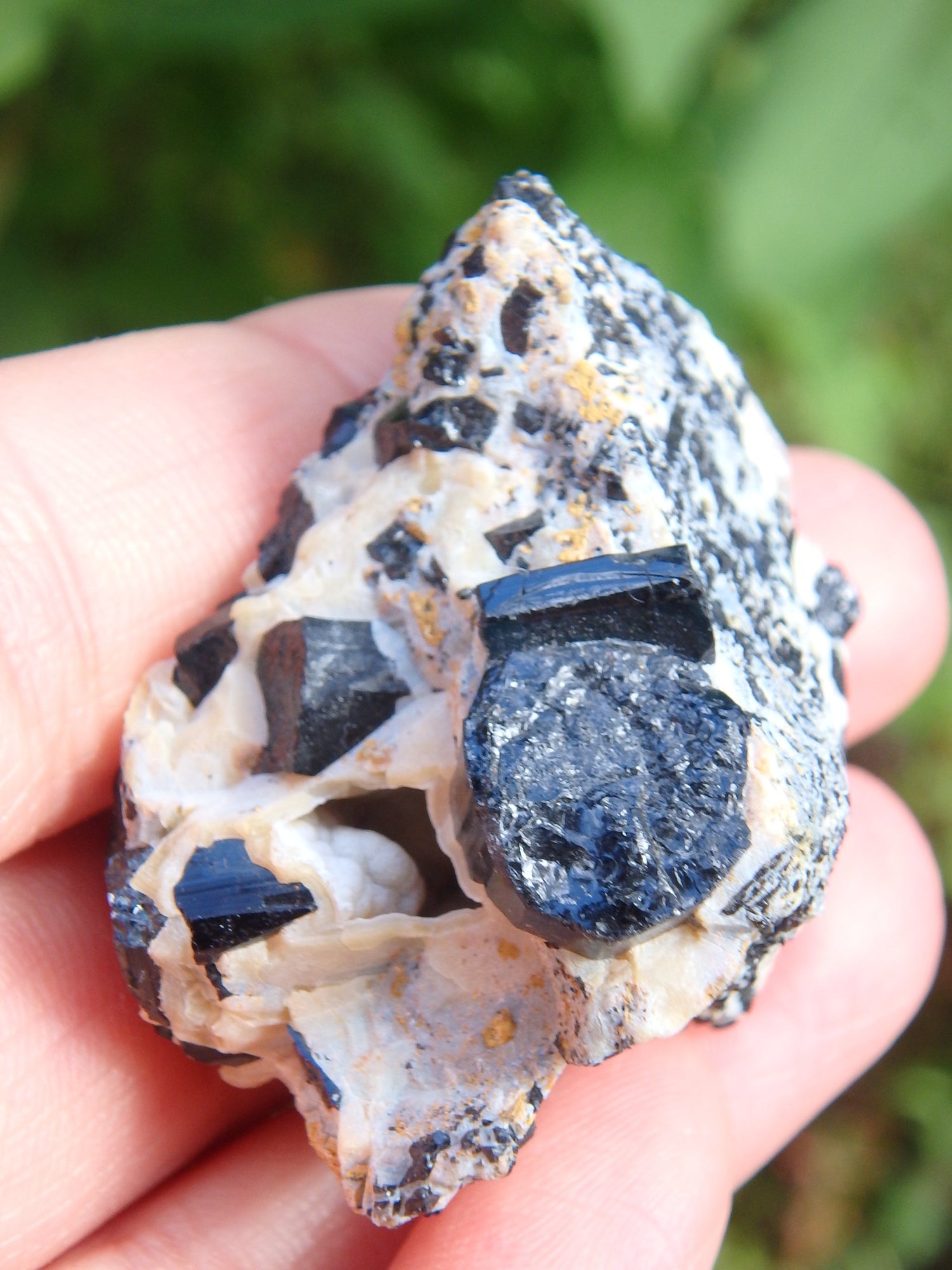 Grounding Black Tourmaline Nestled in Creamy Matrix From Brazil 1 - Earth Family Crystals