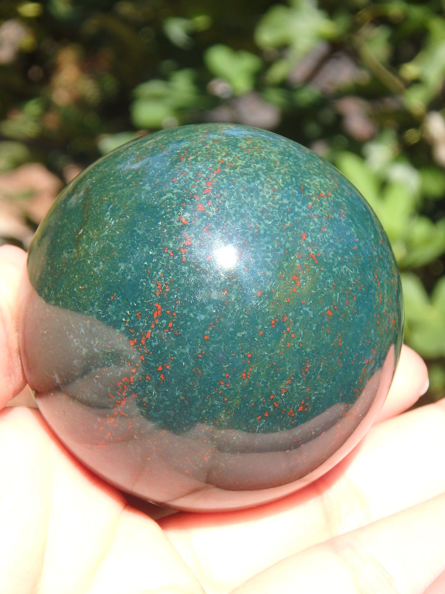 Large Bloodstone Green Forest Sphere with Red Speckles - Metiz Tier Price