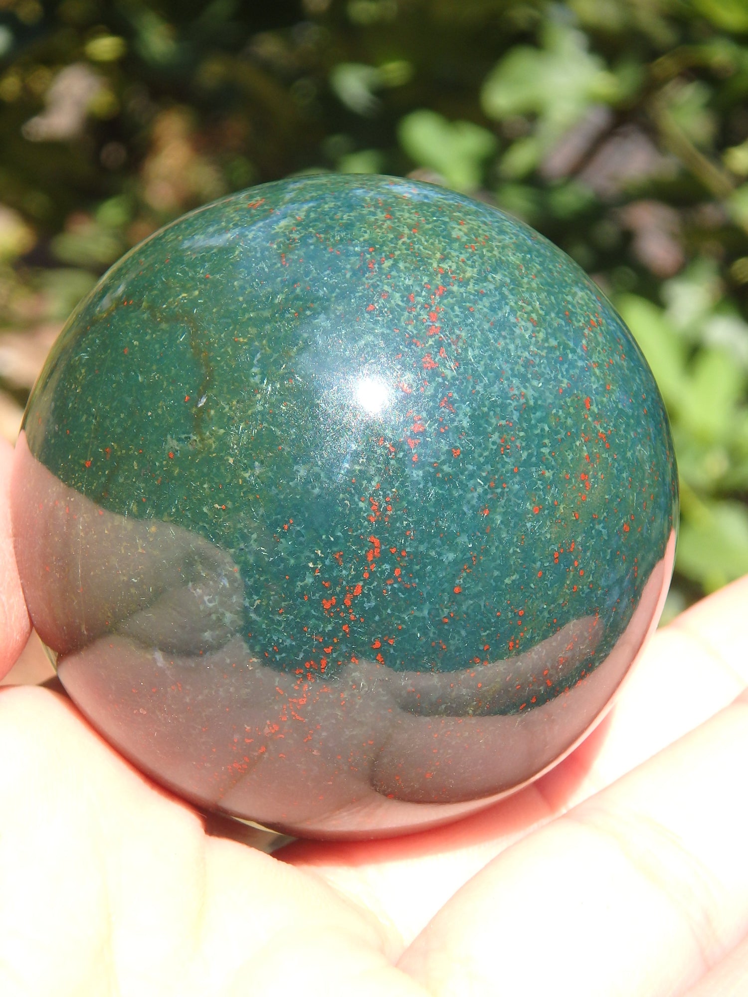Large Bloodstone Green Forest Sphere with Red Speckles - Metiz Tier Price