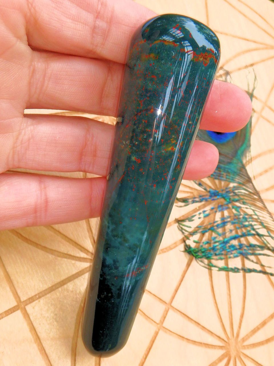 Healing Bloodstone Wand Carving 2 - Earth Family Crystals