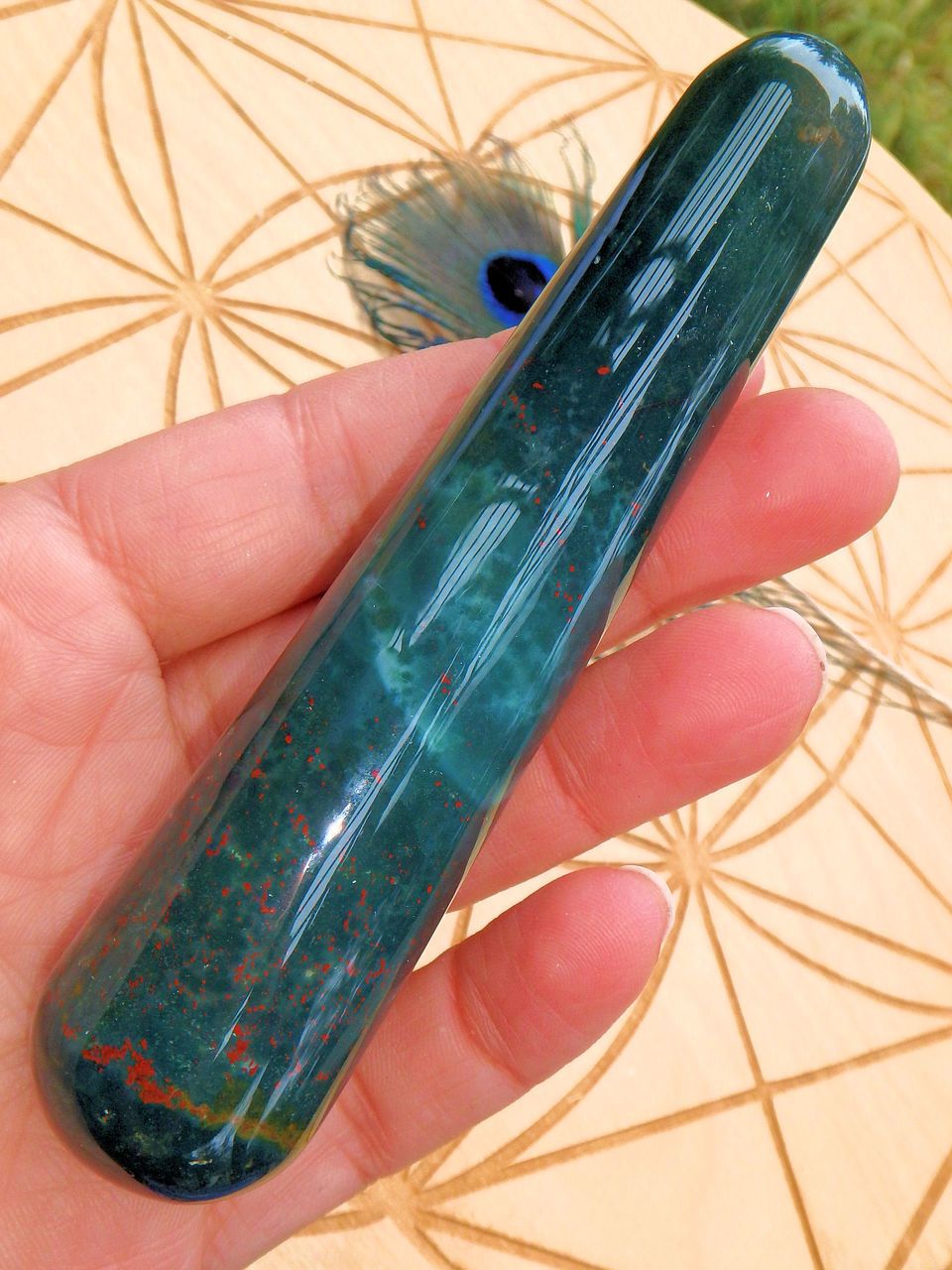 Healing Bloodstone Wand Carving 2 - Earth Family Crystals