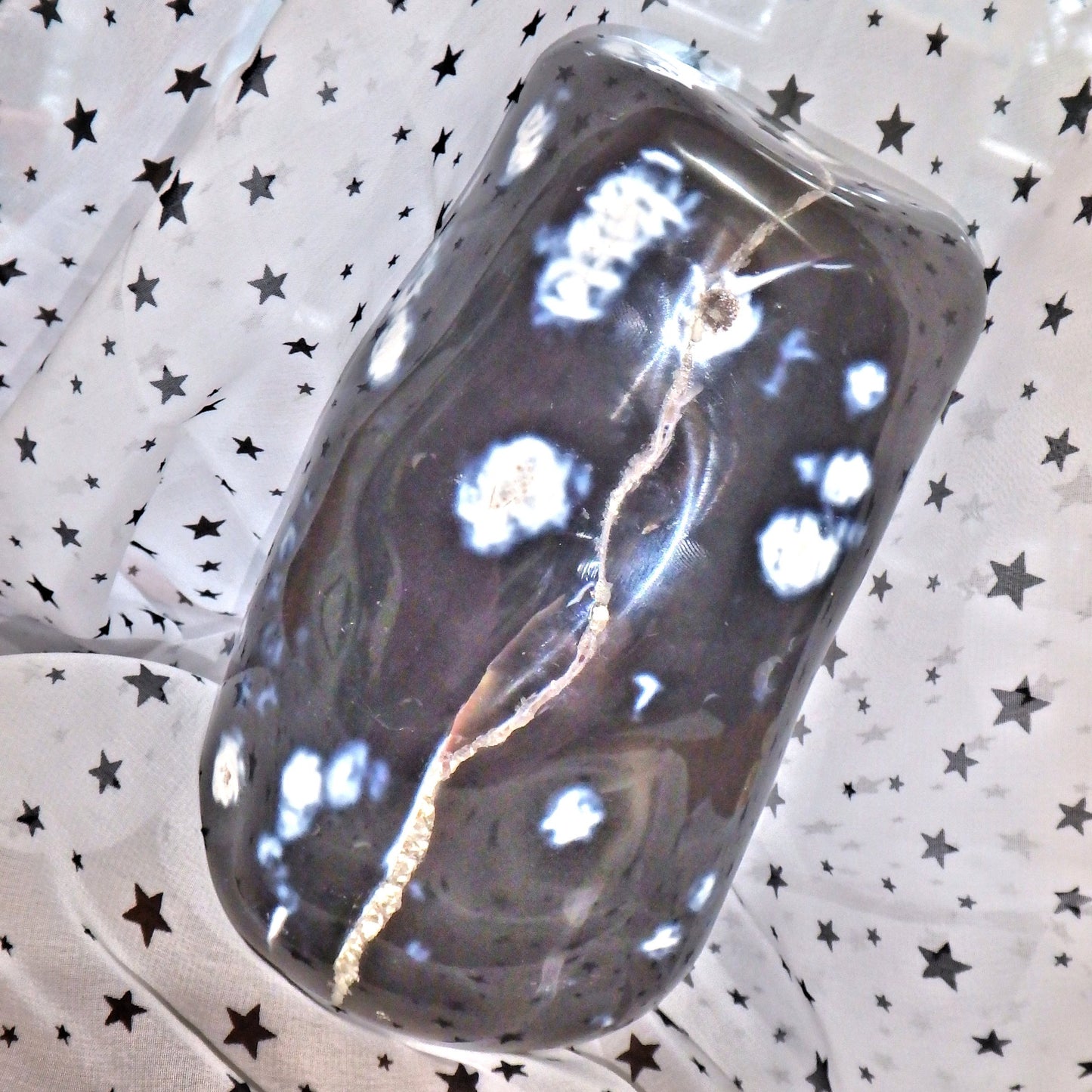 Jumbo & Amazing White Orbs Grey & Blue Agate Display Pillar Standing Specimen