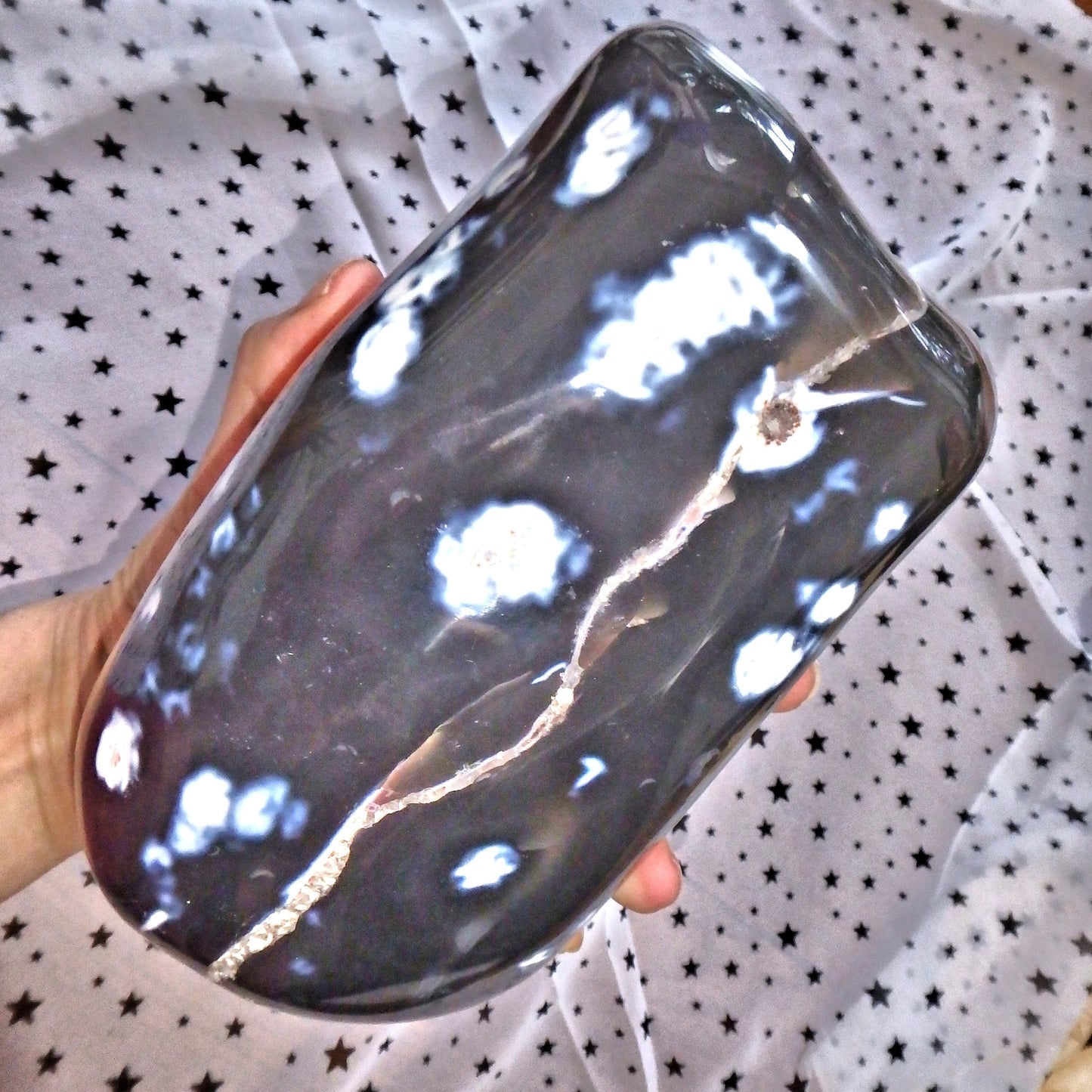 Jumbo & Amazing White Orbs Grey & Blue Agate Display Pillar Standing Specimen