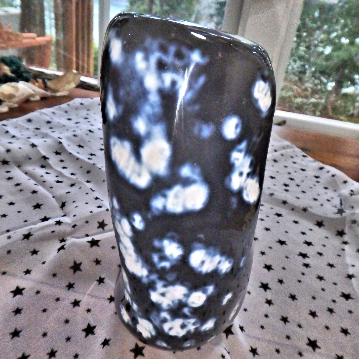 Jumbo & Amazing White Orbs Grey & Blue Agate Display Pillar Standing Specimen