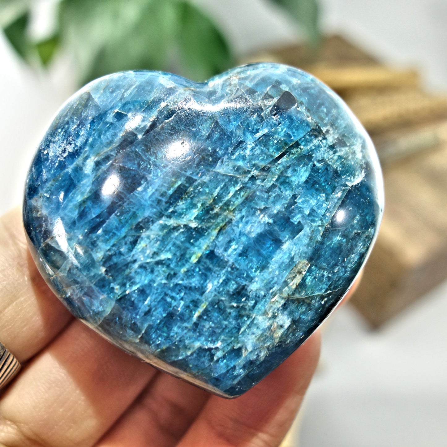  Beautiful Blue Apatite Love Heart Carving 4
