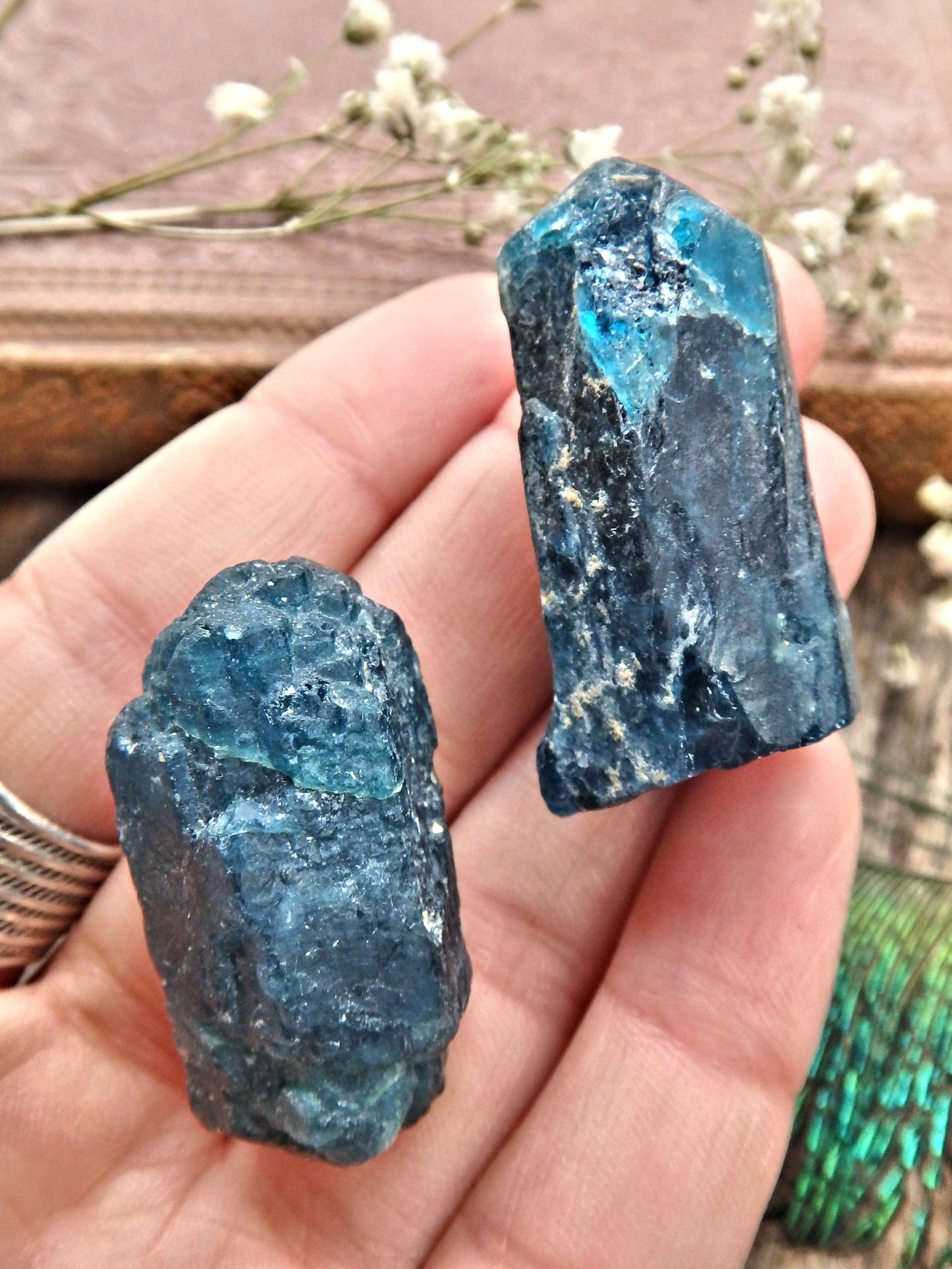 Set of 2 Lovely Deep Blue Apatite Natural Points From Brazil1 - Metiz Tier Price