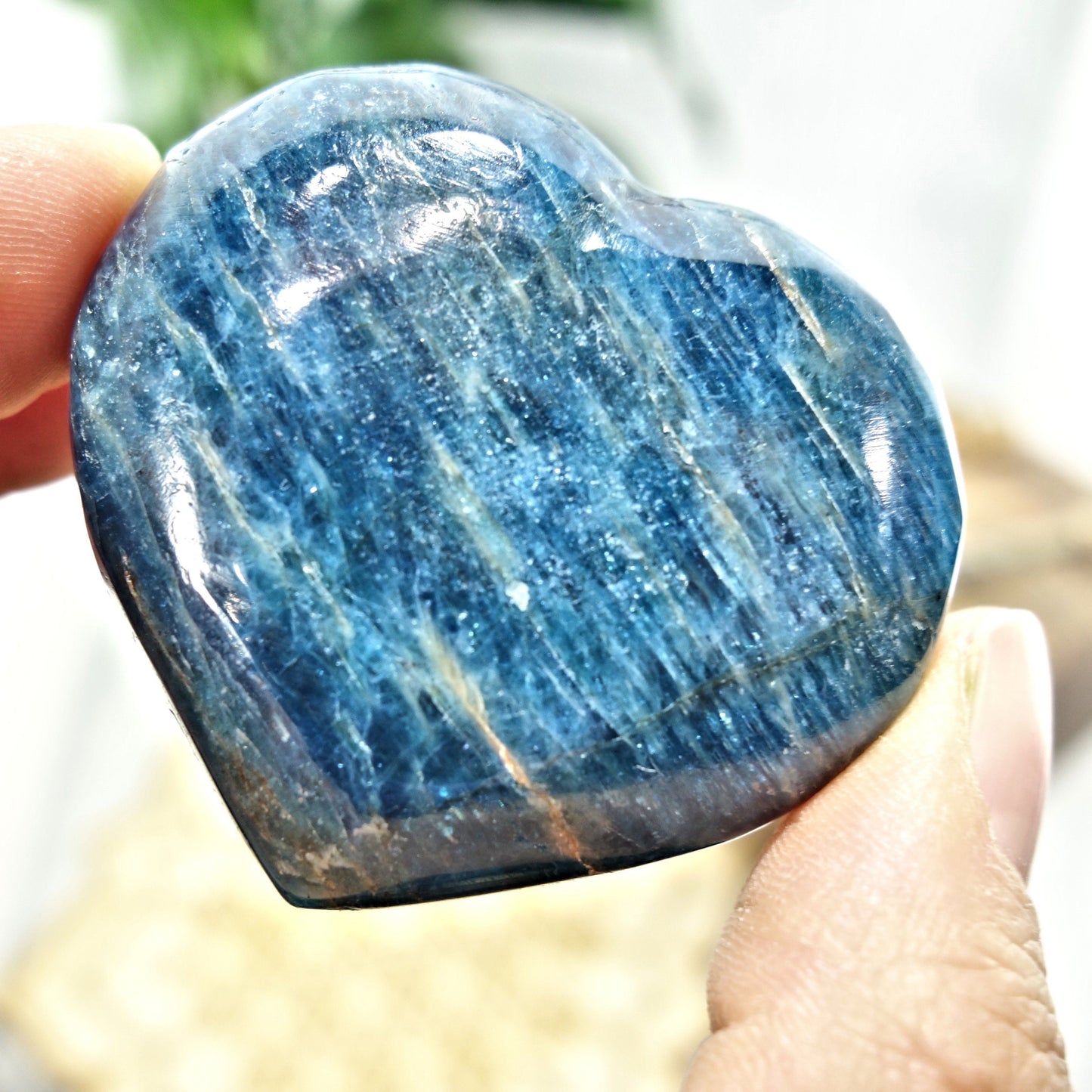  Beautiful Blue Apatite Love Heart Carving 2