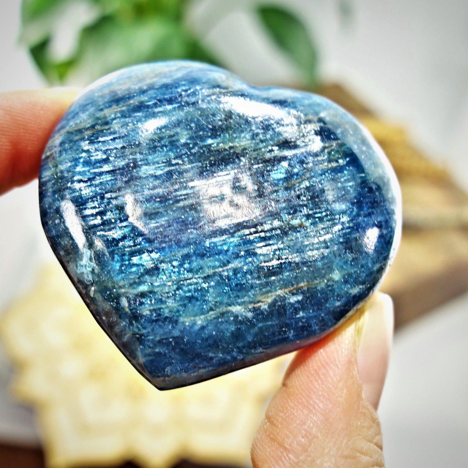  Beautiful Blue Apatite Love Heart Carving 1