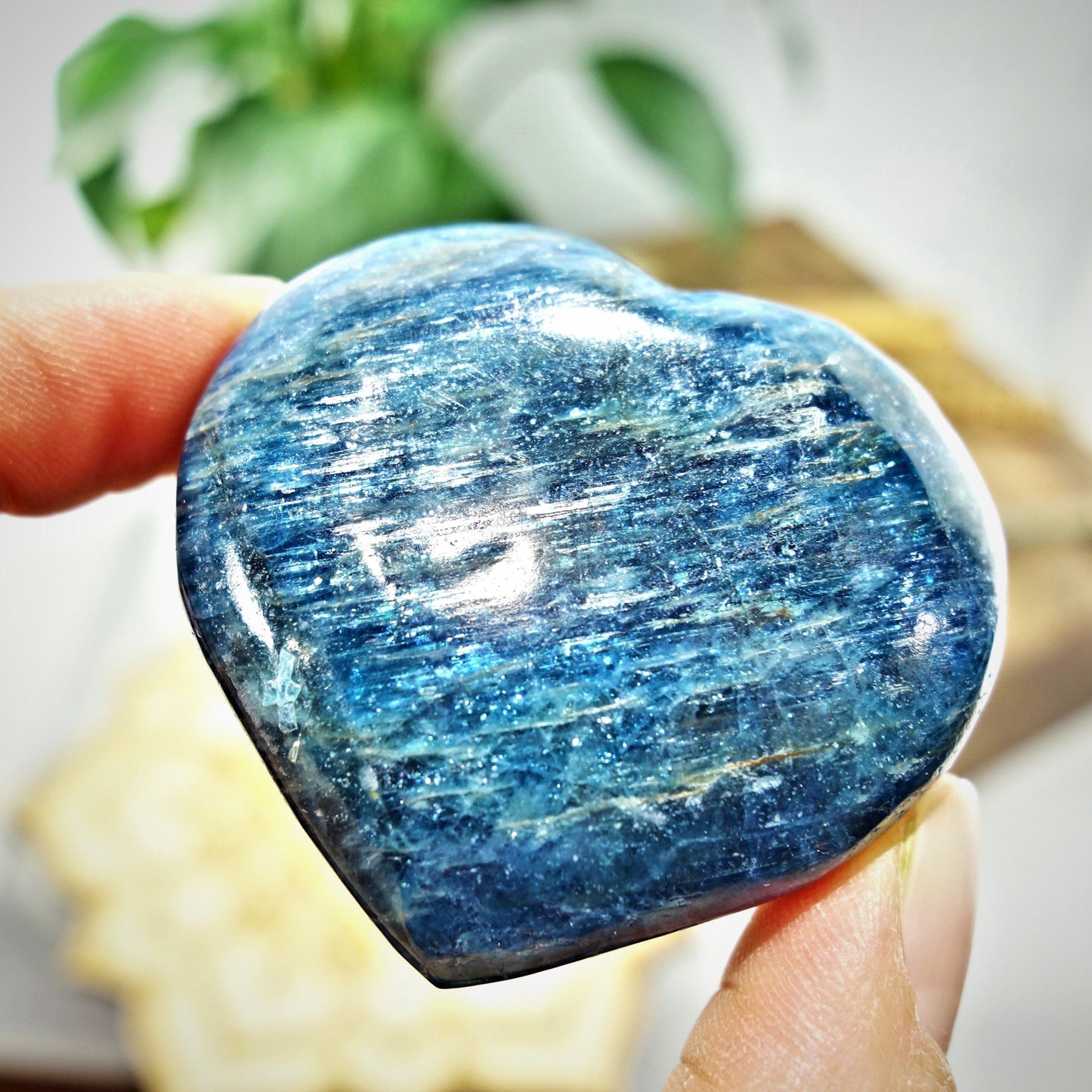  Beautiful Blue Apatite Love Heart Carving 1