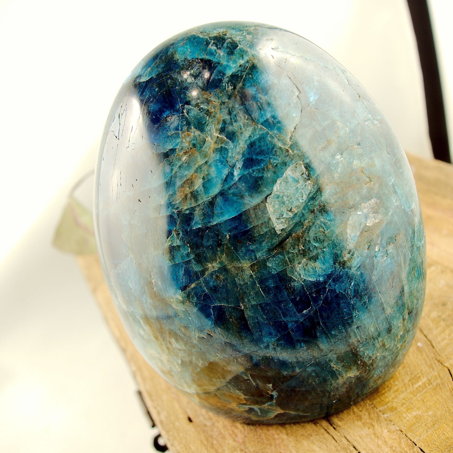 Incredible Gemmy Sheen Blue Apatite Standing Display Specimen - Earth Family Crystals