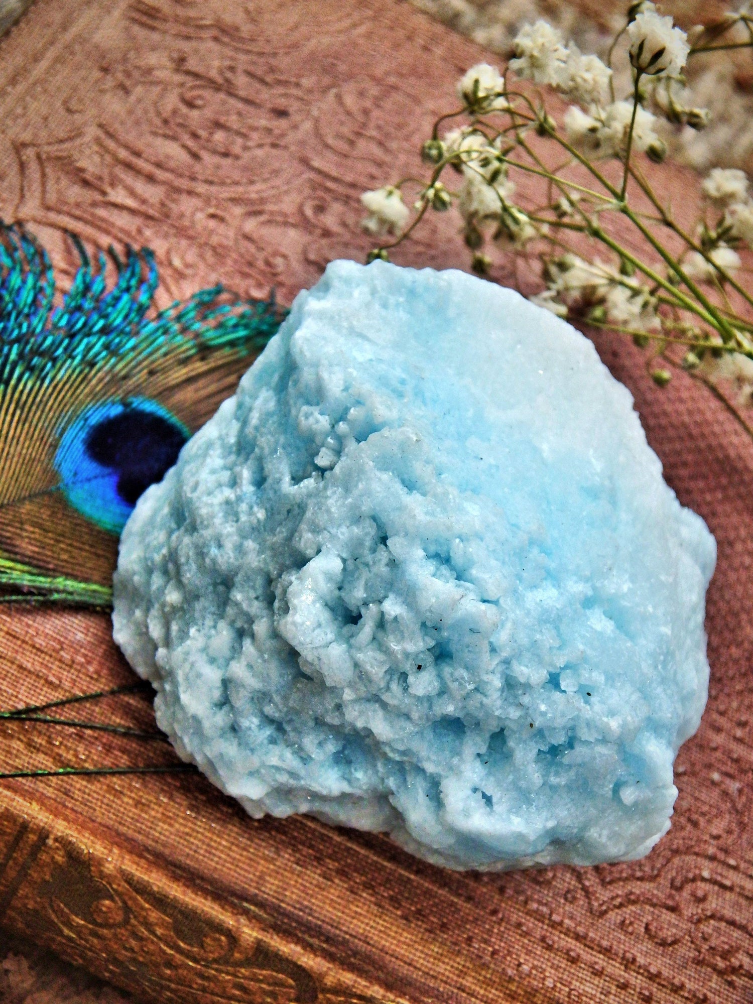  Cotton Candy Raw Blue Aragonite Cluster With Caves
