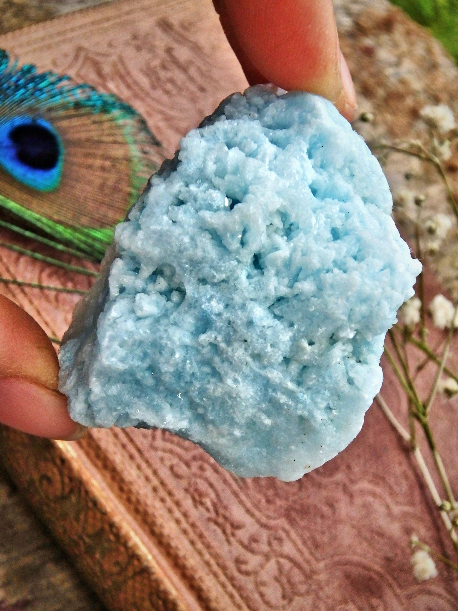  Cotton Candy Raw Blue Aragonite Cluster With Caves