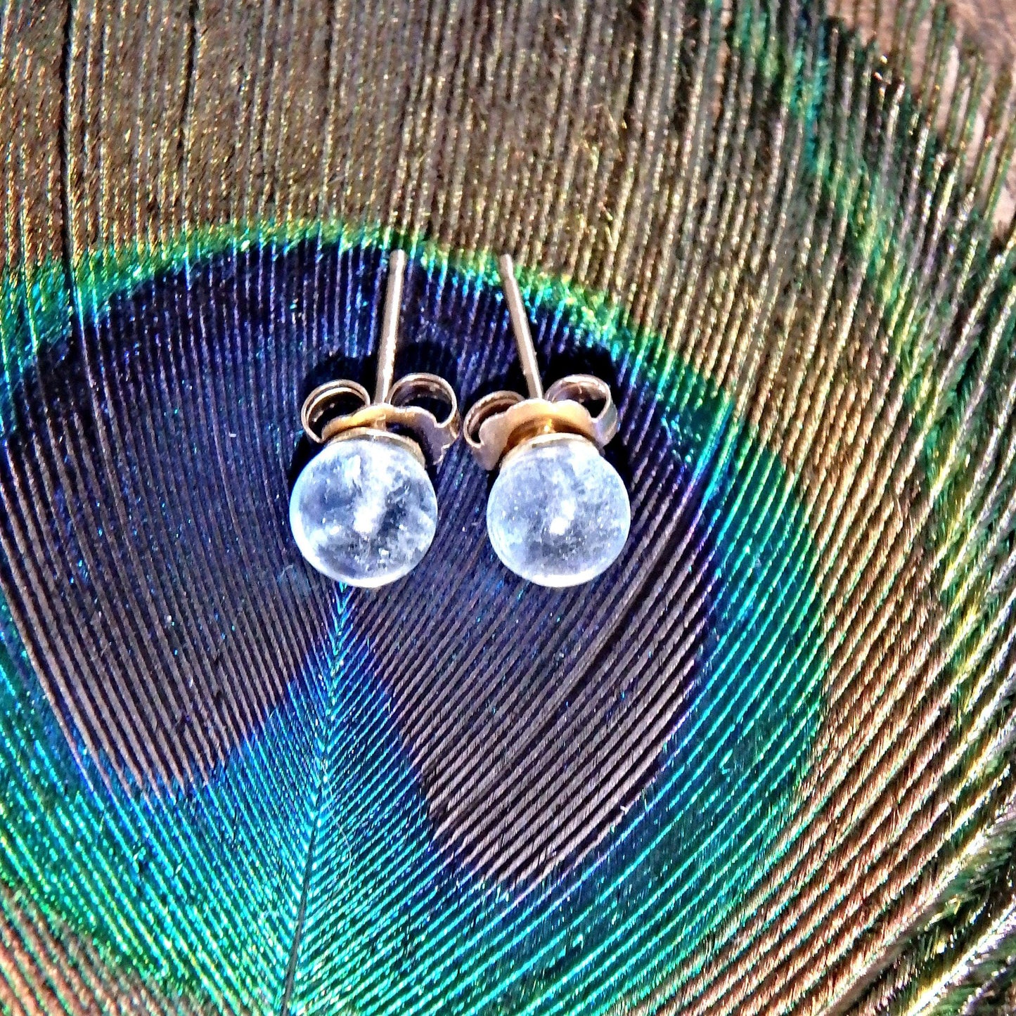  Dainty Blue Fluorite Gold Fill Stud Earrings