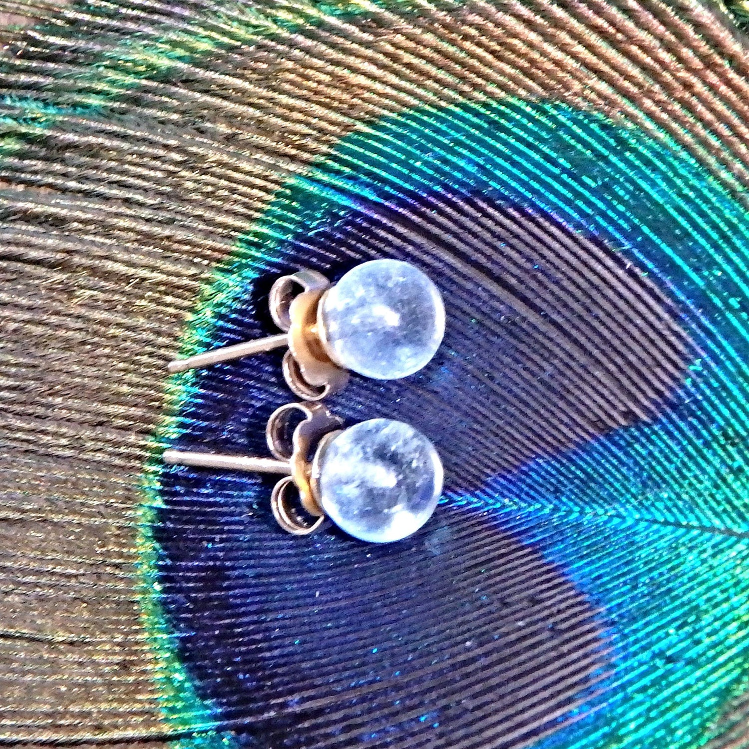  Dainty Blue Fluorite Gold Fill Stud Earrings