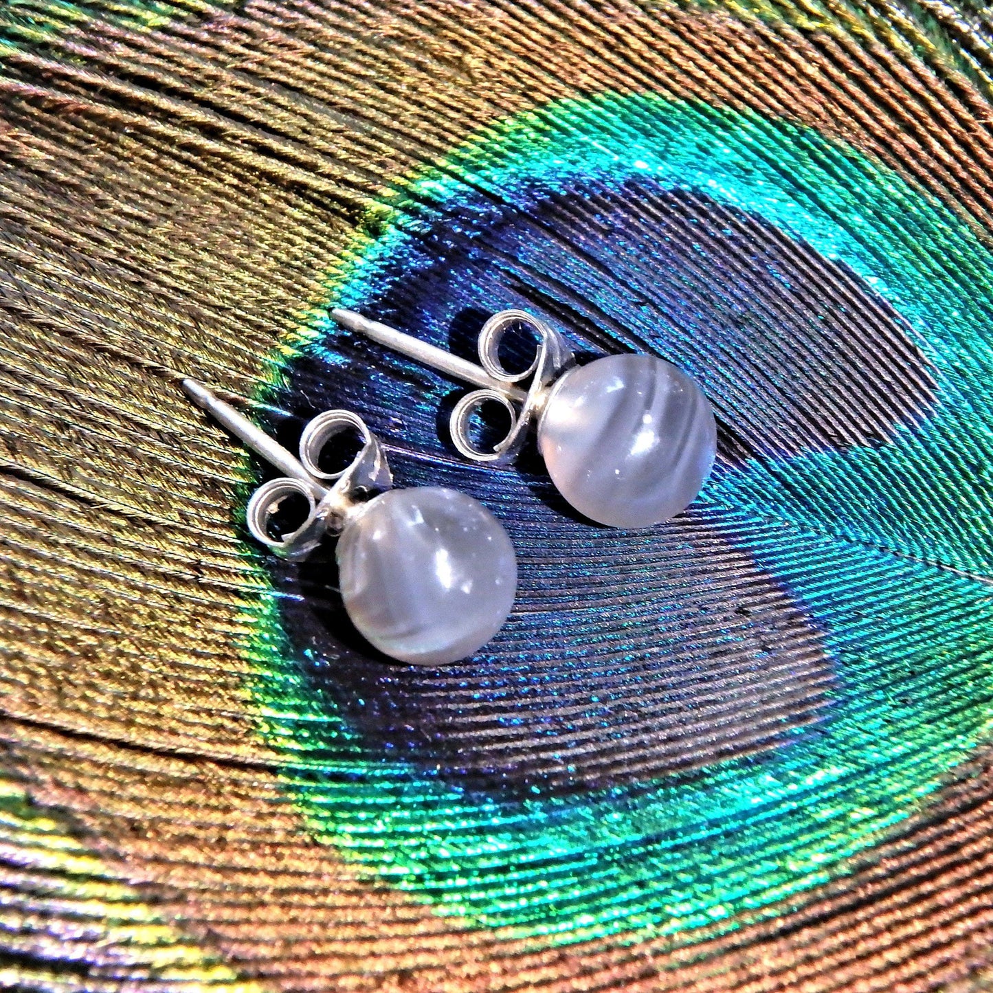  Botswana Agate Sterling Silver Stud Earrings