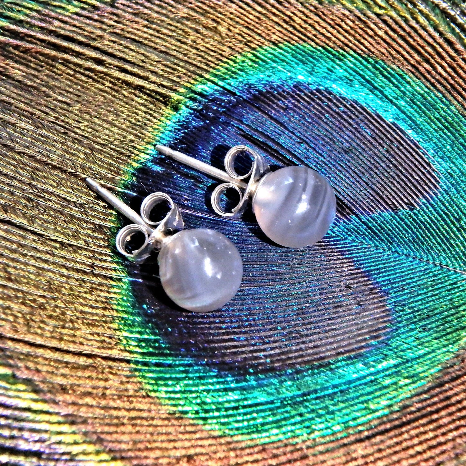  Botswana Agate Sterling Silver Stud Earrings