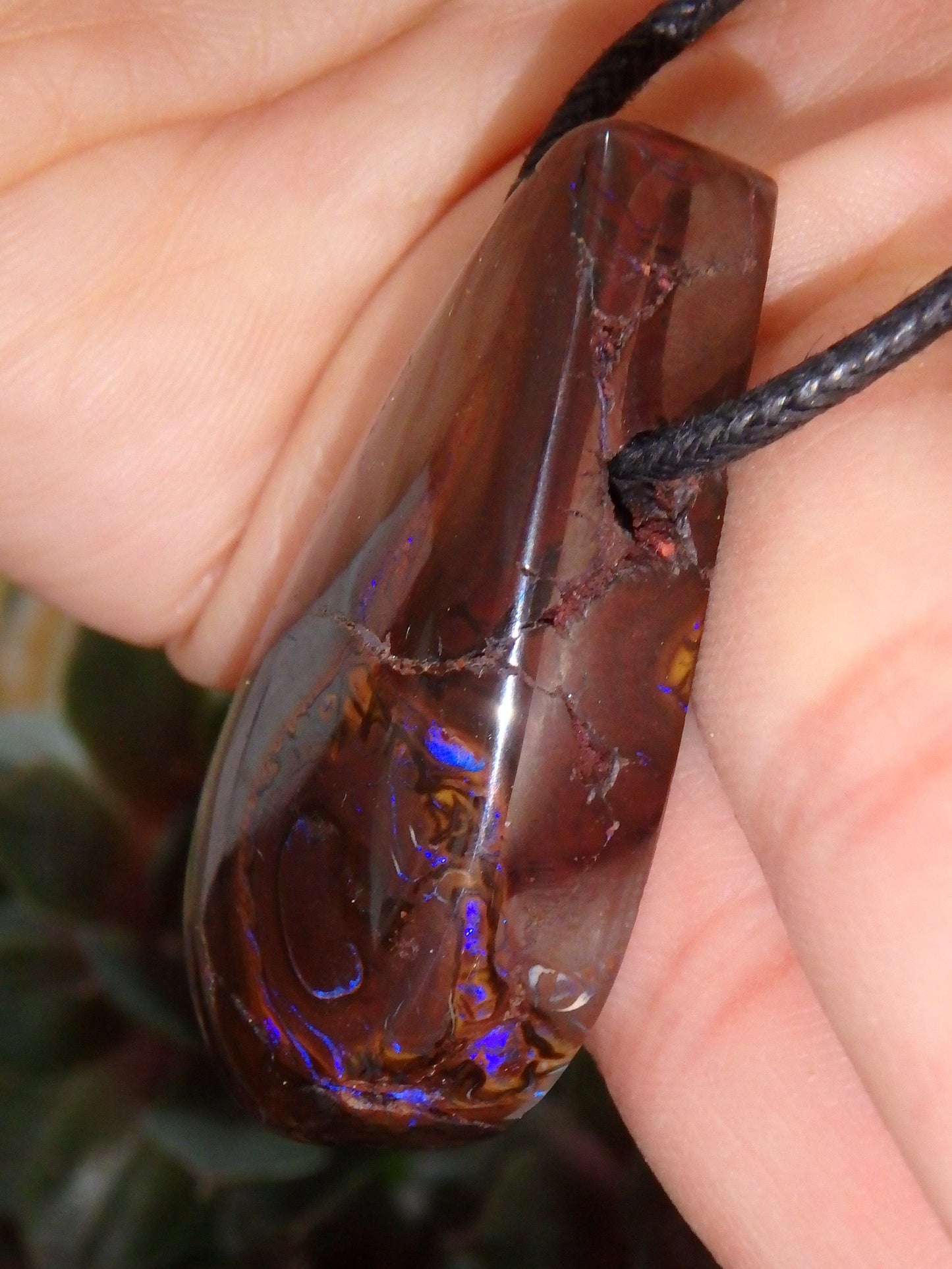  Australian Boulder Opal Teardrop on Adjustable Cotton Cord