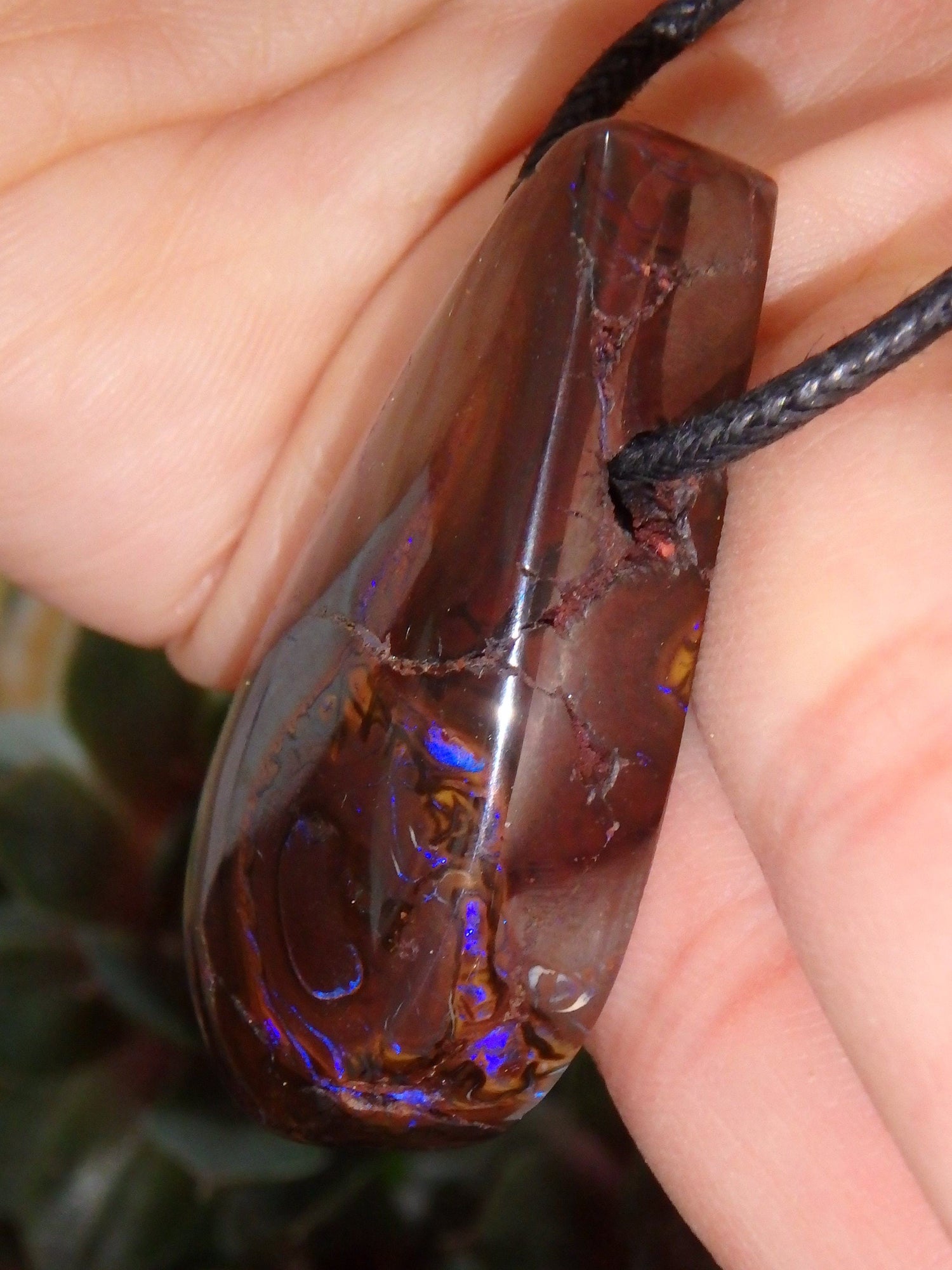 Australian Boulder Opal Teardrop on Adjustable Cotton Cord