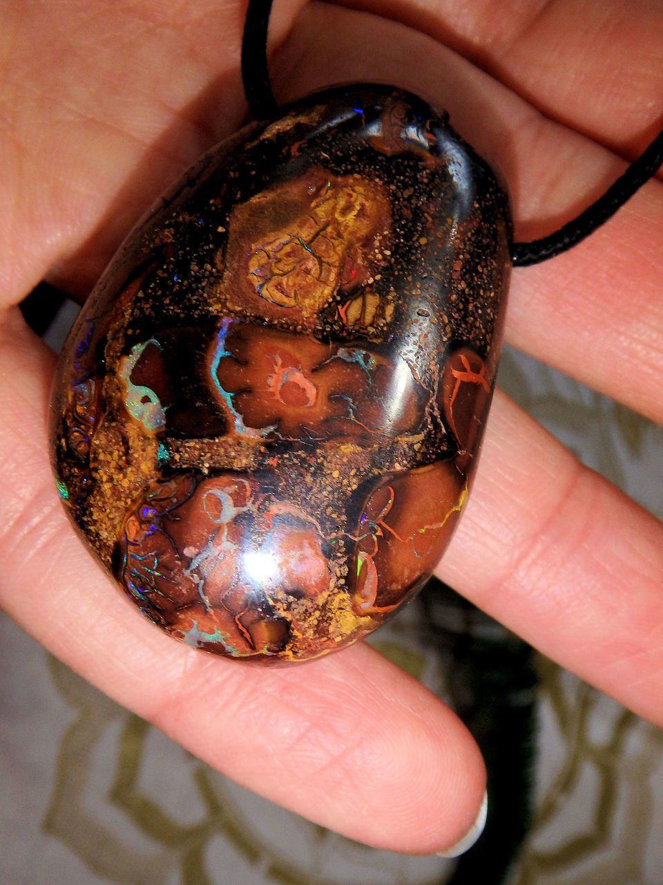  Caves & Sparkle Australian Boulder Opal on Cotton Adjustable Cord