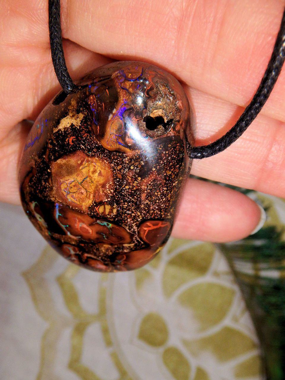  Caves & Sparkle Australian Boulder Opal on Cotton Adjustable Cord