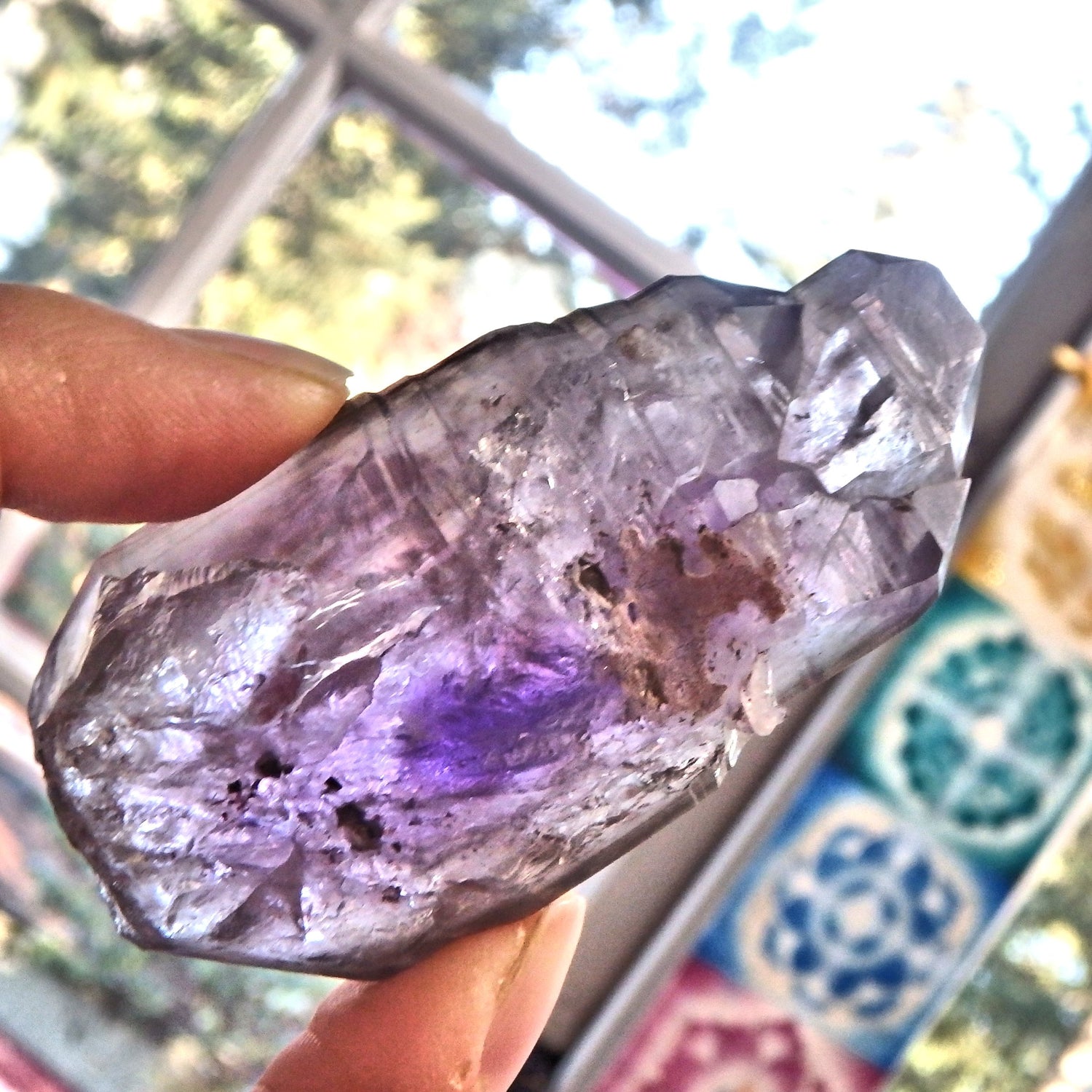 Lush Purple Moving Water Bubble Sceptre DT Brandberg Amethyst Point From Namibia - Earth Family Crystals