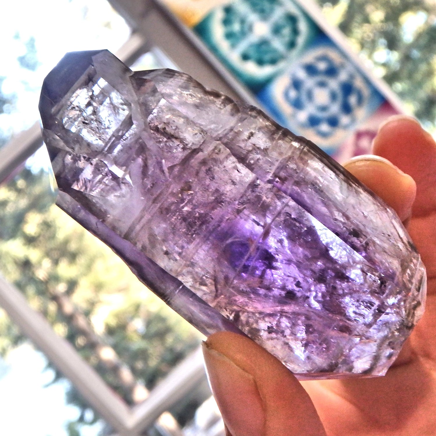 Lush Purple Moving Water Bubble Sceptre DT Brandberg Amethyst Point From Namibia - Earth Family Crystals