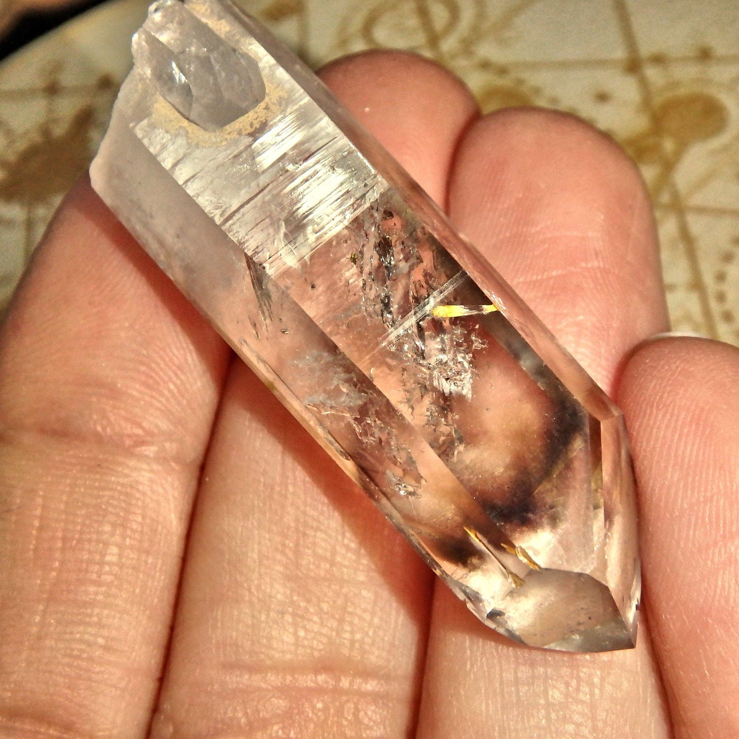  Brilliant Smoky Phantom Brandberg Quartz Point Specimen From Namibia