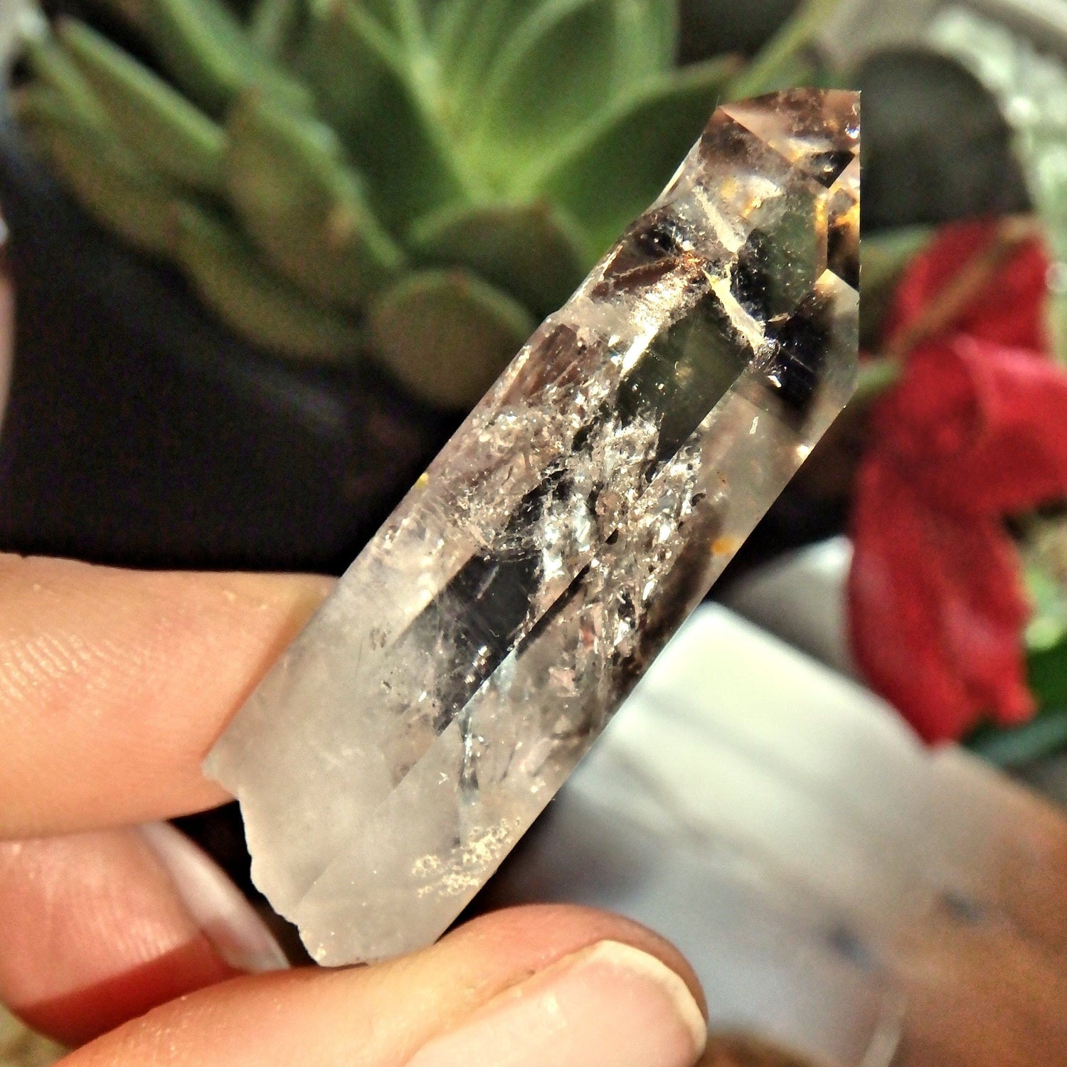  Brilliant Smoky Phantom Brandberg Quartz Point Specimen From Namibia