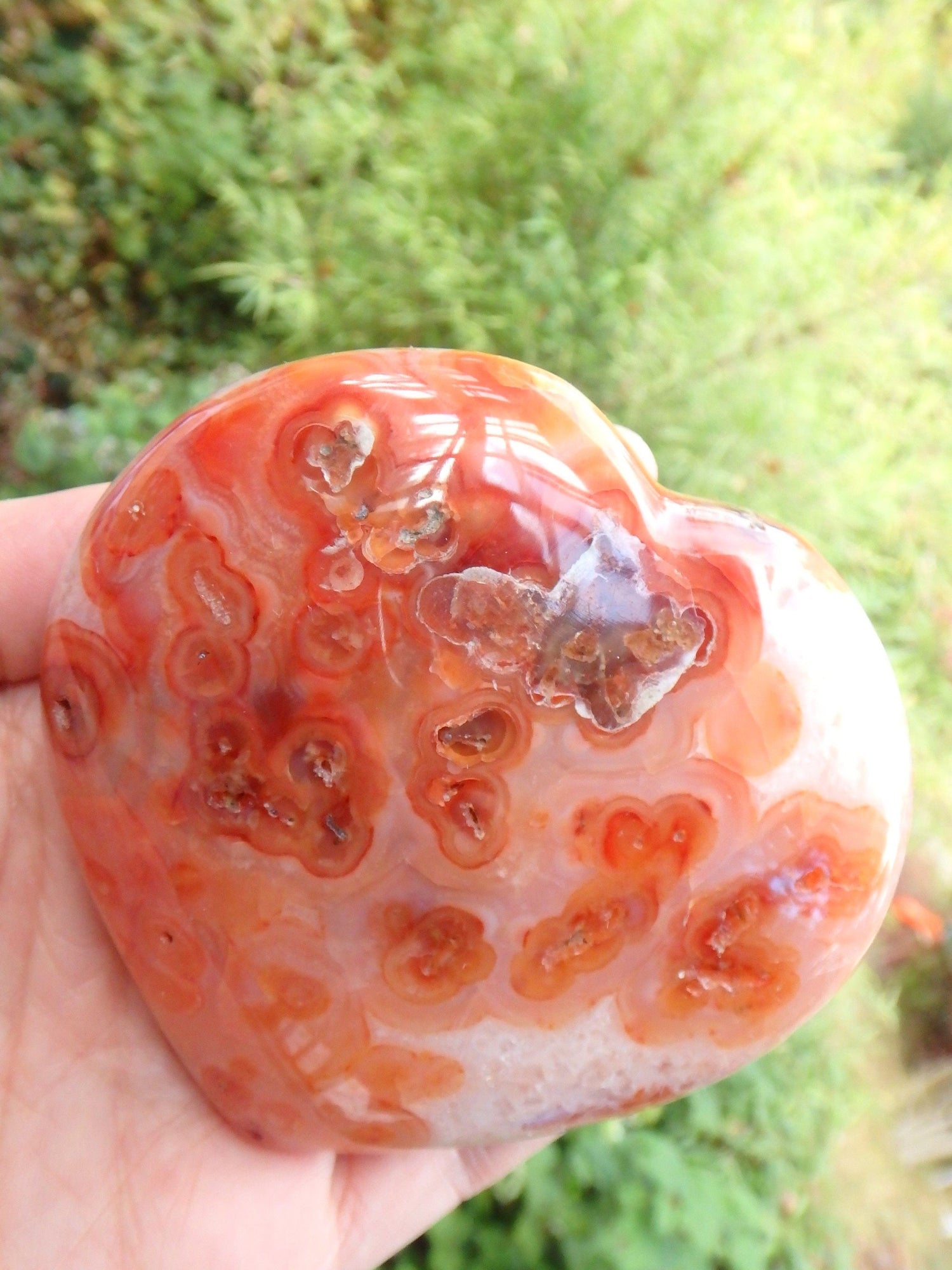  Druzy Cave & Orange Orbs Carnelian Love Heart Carving