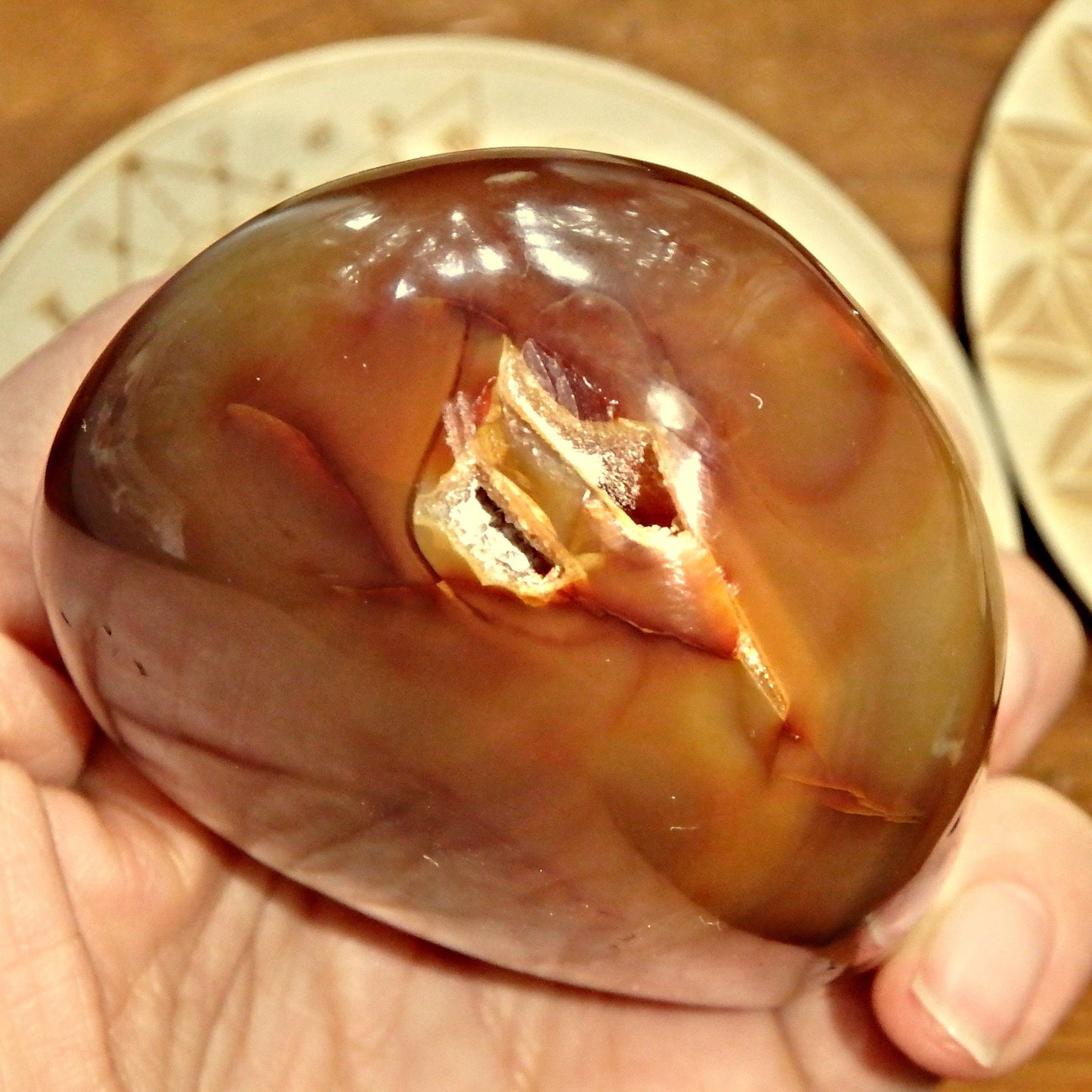  Druzy Cave Deep Orange & Golden Polished Carnelian Specimen