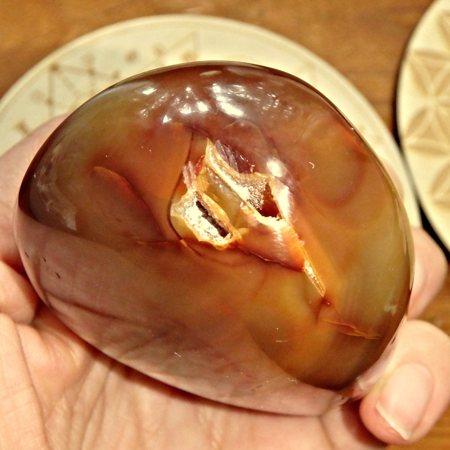  Druzy Cave Deep Orange & Golden Polished Carnelian Specimen