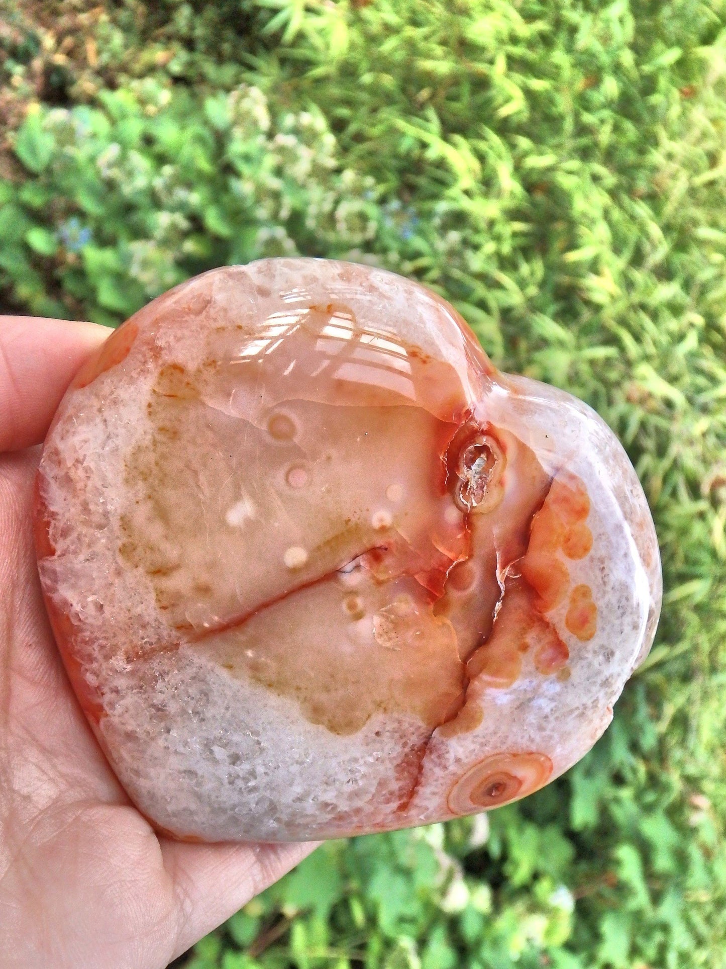  Druzy Cave & Orange Orbs Carnelian Love Heart Carving
