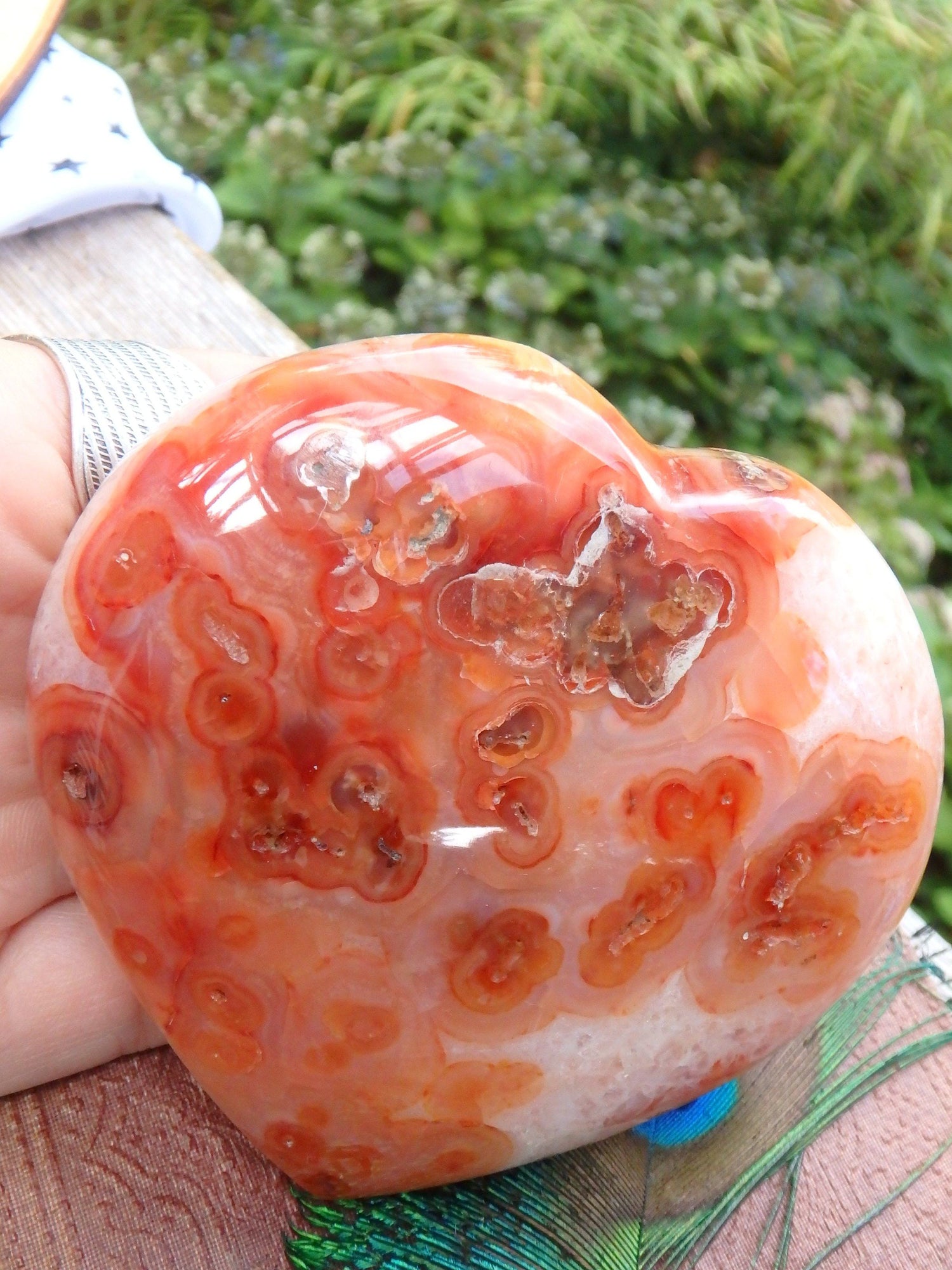  Druzy Cave & Orange Orbs Carnelian Love Heart Carving