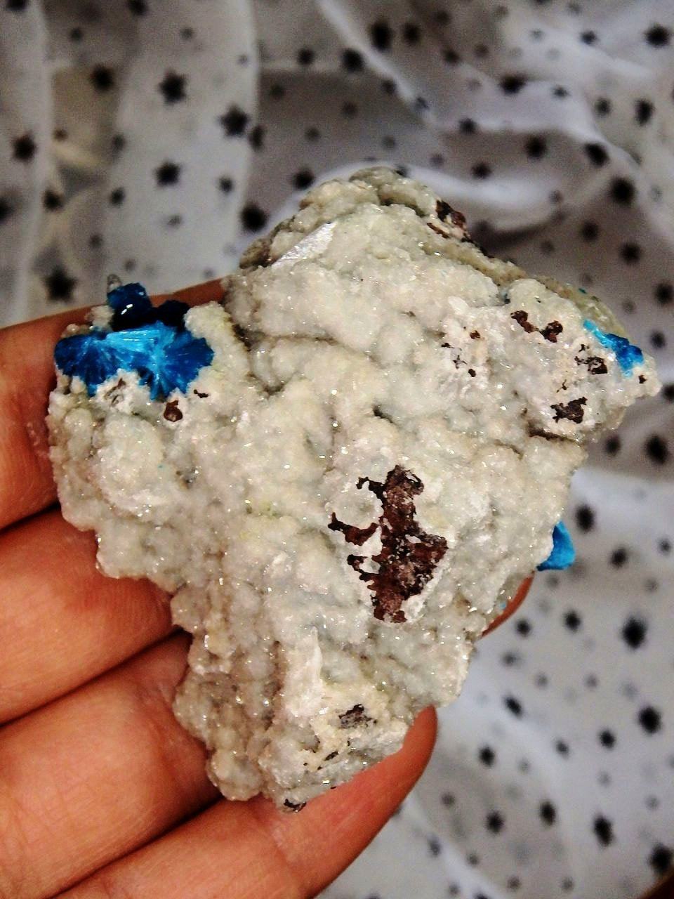  Amazing Electric Blue Cavansite Clusters on Sparkly Druzy Matrix From India