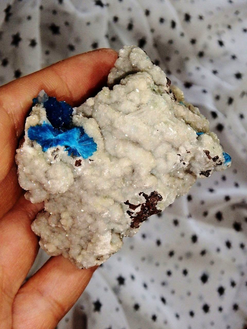  Amazing Electric Blue Cavansite Clusters on Sparkly Druzy Matrix From India