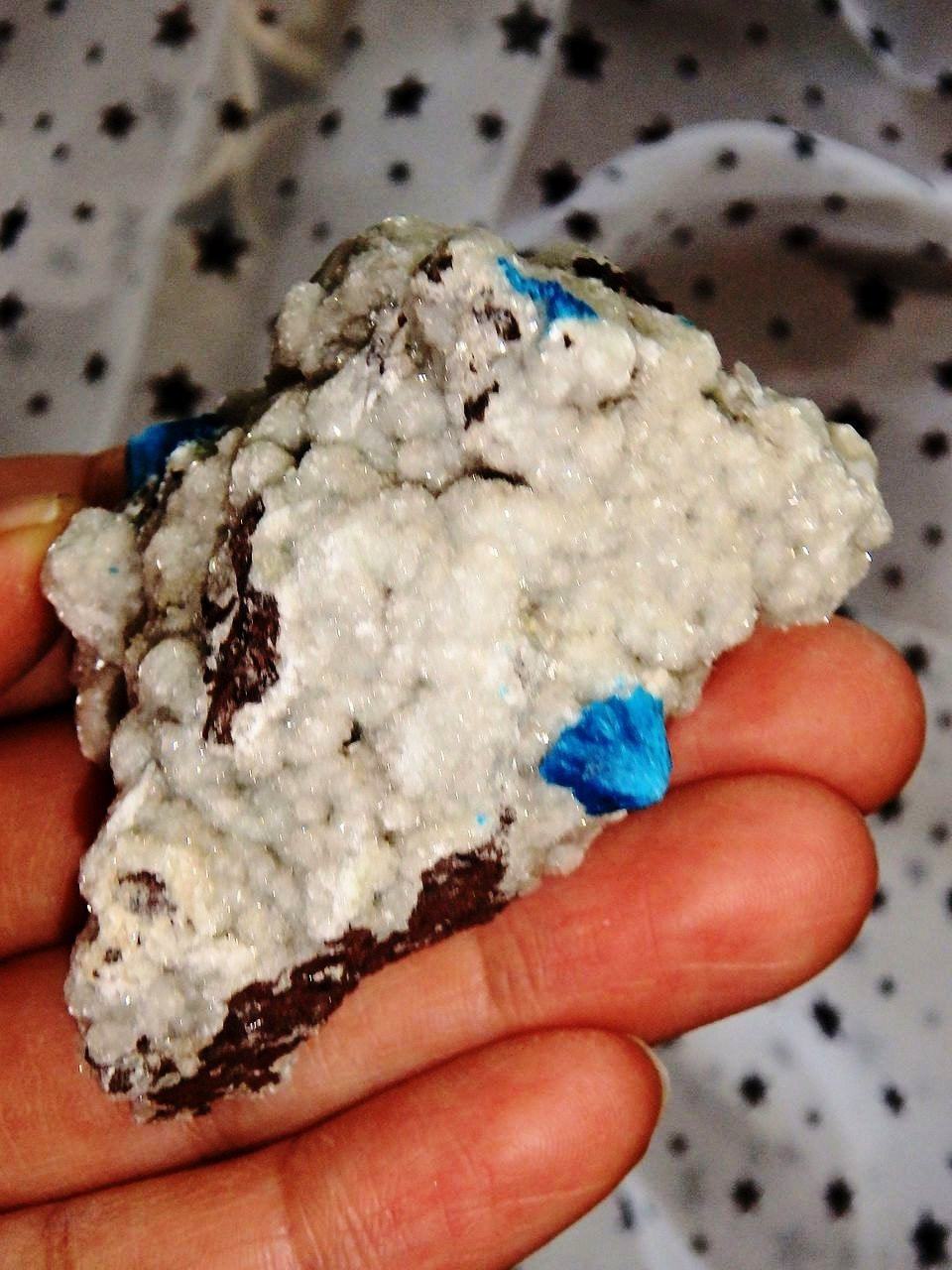  Amazing Electric Blue Cavansite Clusters on Sparkly Druzy Matrix From India