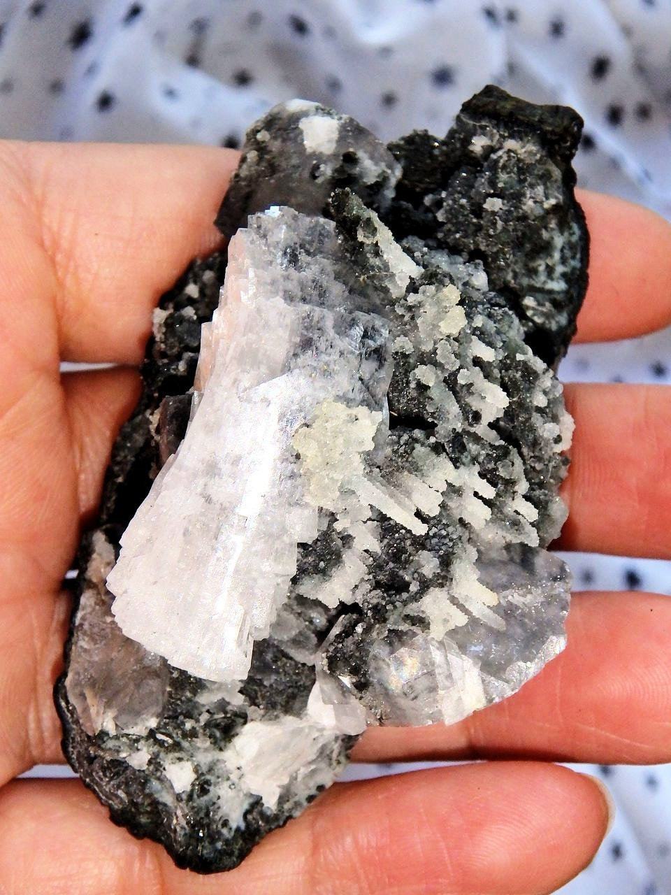  Black Chalcedony Crystals  & Heulandite Cluster From India