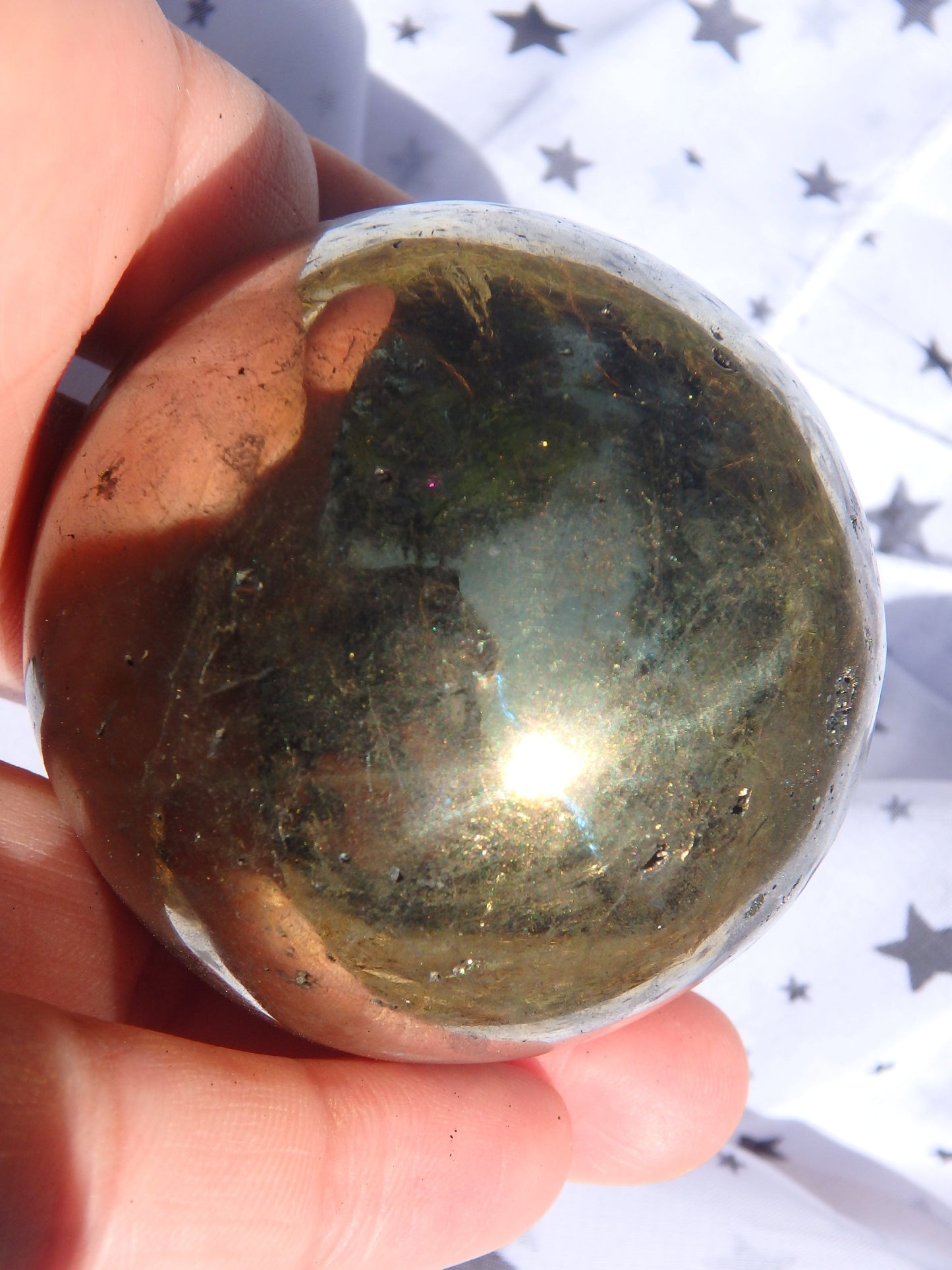Extreme Golden Shine Chalcopyrite Sphere Carving - Earth Family Crystals