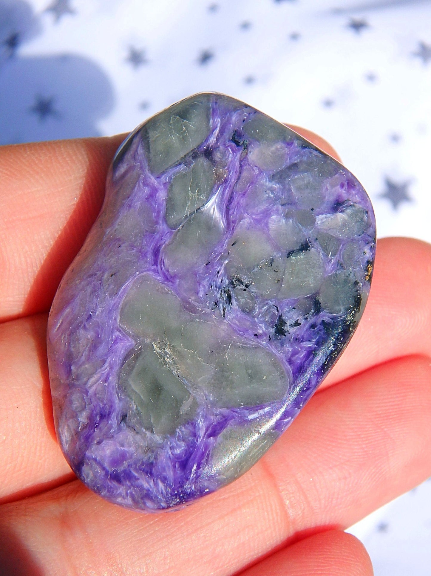  Cute Hand Held Charoite Silky Purple Specimen 1