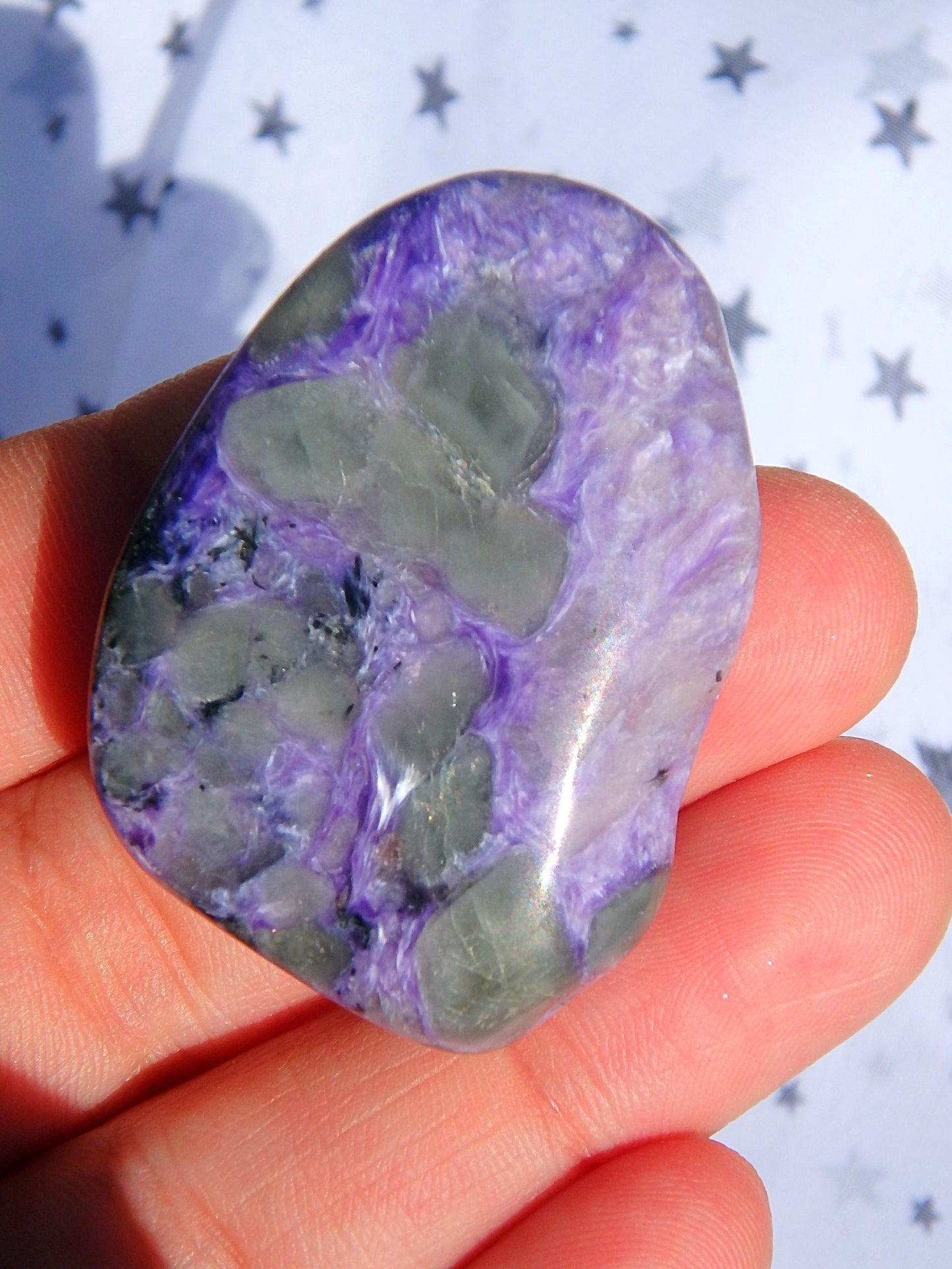  Cute Hand Held Charoite Silky Purple Specimen 1